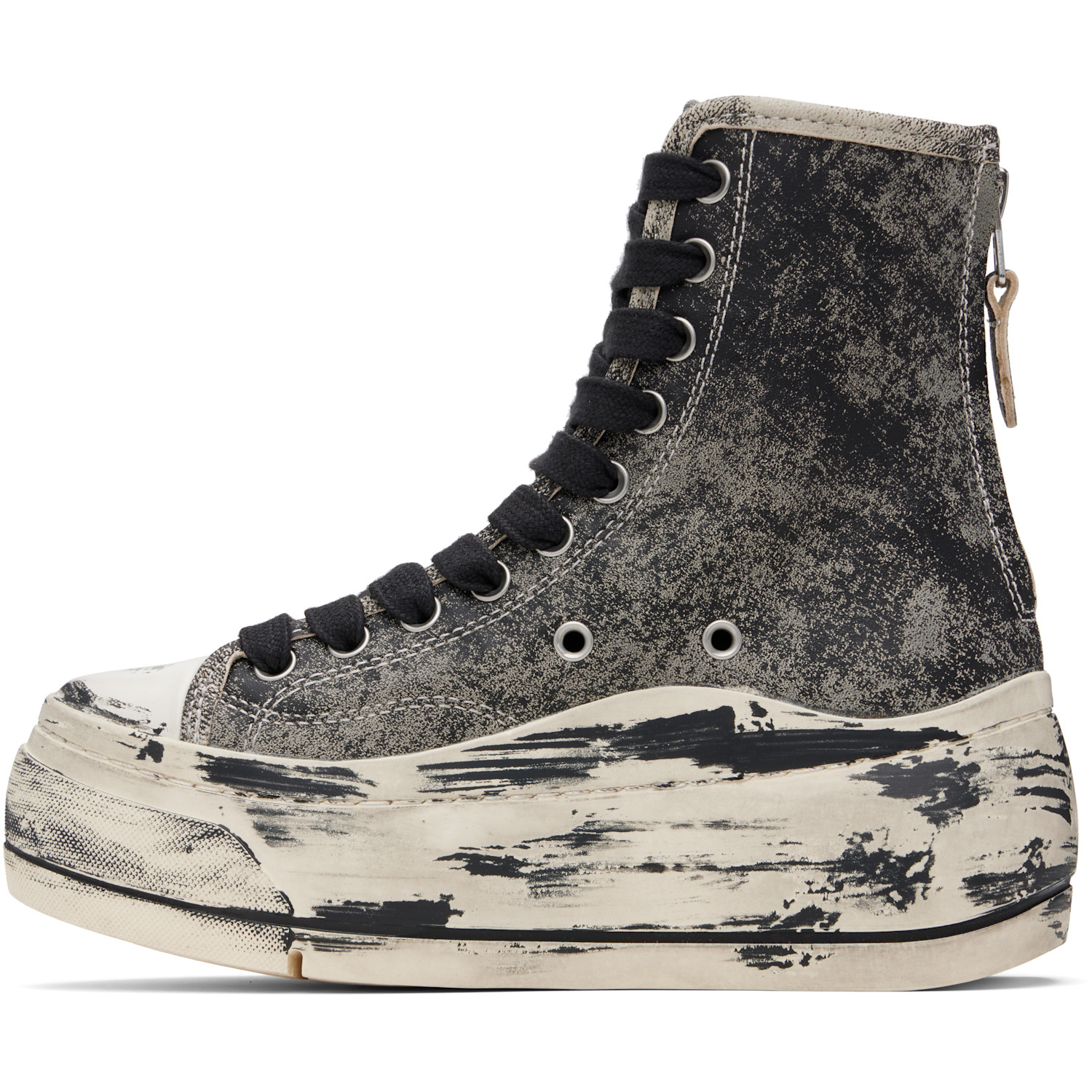  R13 Gray & Black Distressed Tall Kurt Sneakers 