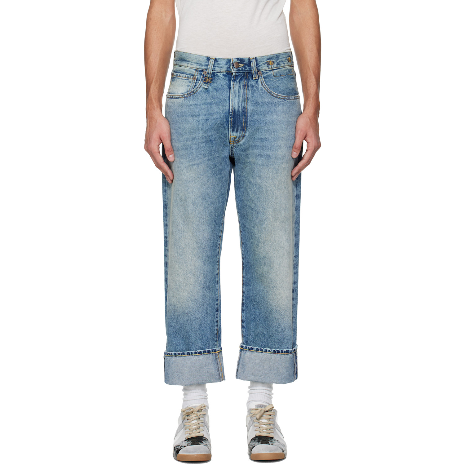 R13 Blue Cuffed X-Boyfriend Jeans