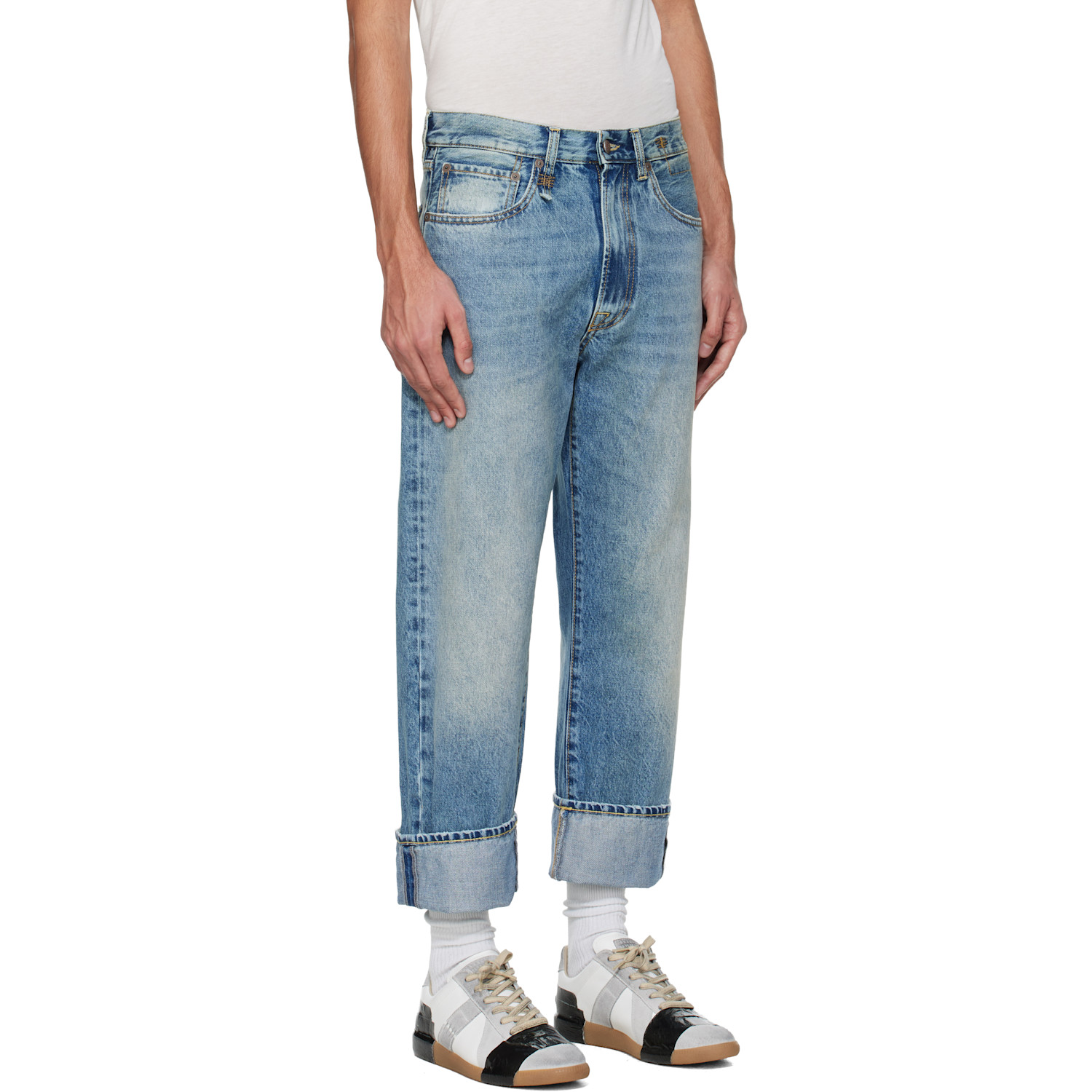  R13 Blue Cuffed X-boyfriend Jeans 