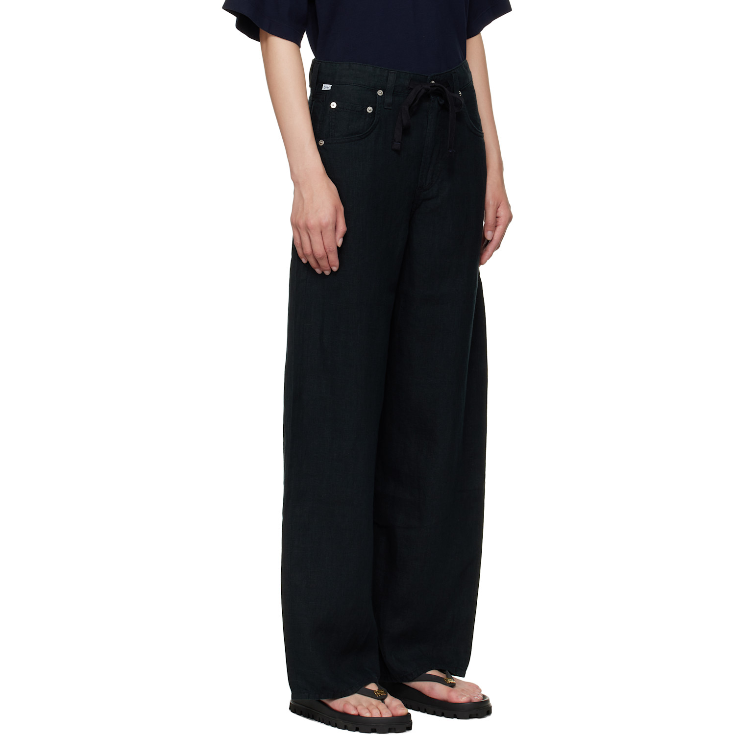  Citizens Of Humanity Black Brynn Linen Trousers 