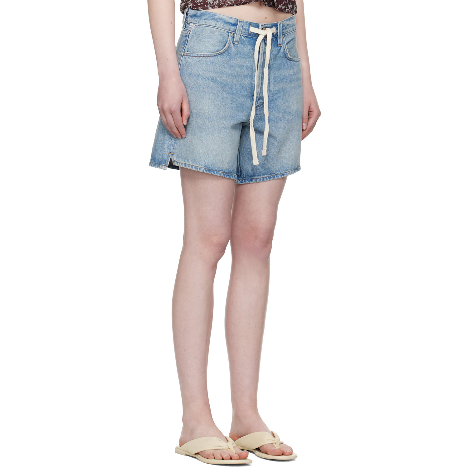  Citizens Of Humanity Blue Brynn Drawstring Denim Shorts 