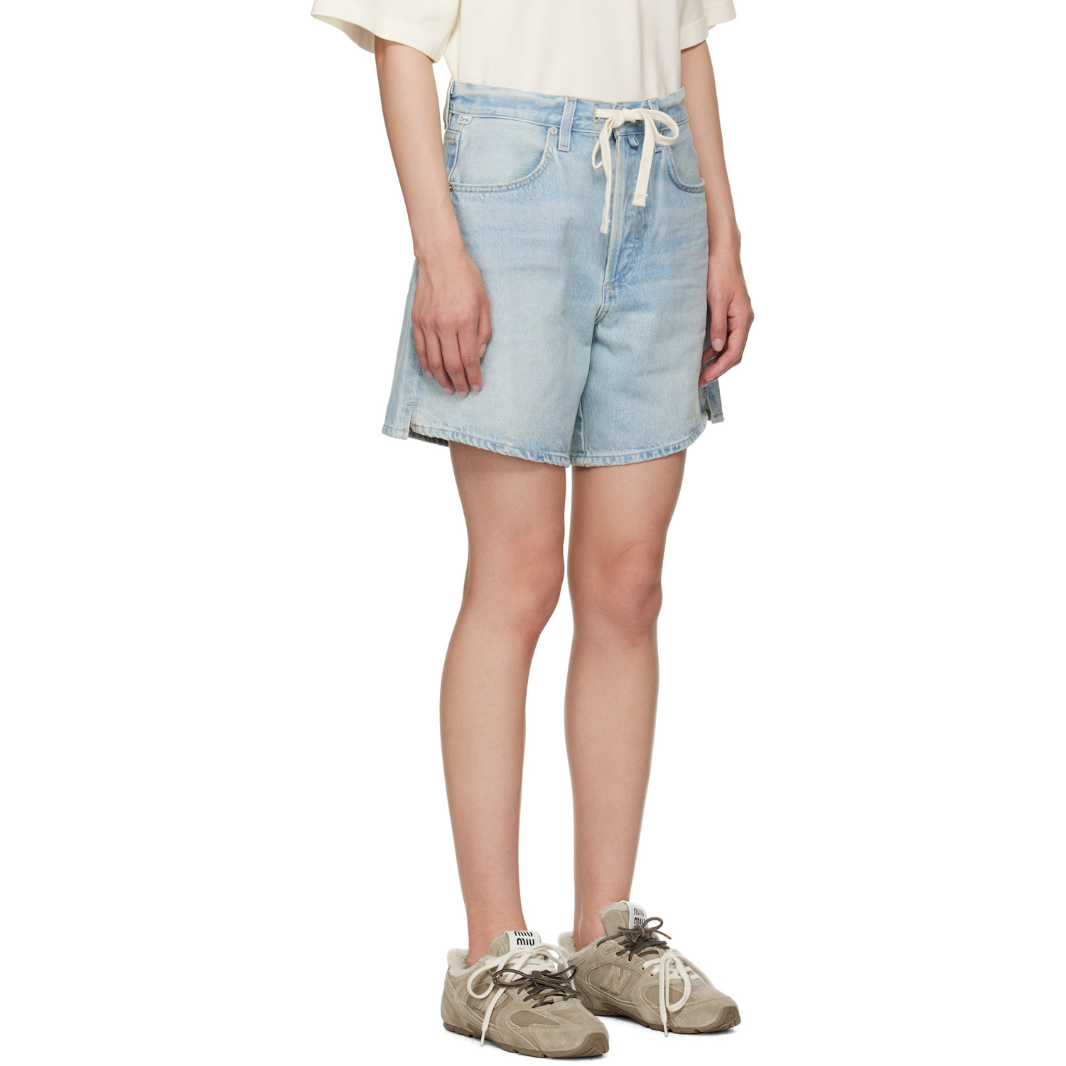  Citizens Of Humanity Blue Brynn Drawstring Denim Shorts 