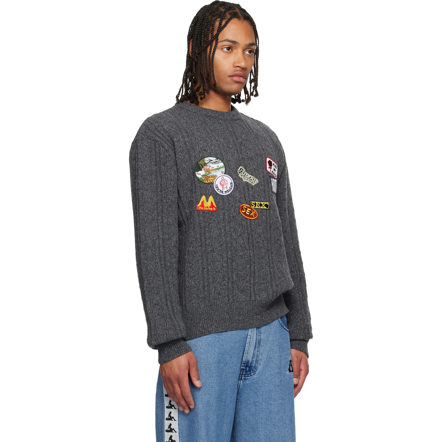  Carne Bollente Gray Patchwork Love Affair Sweater 