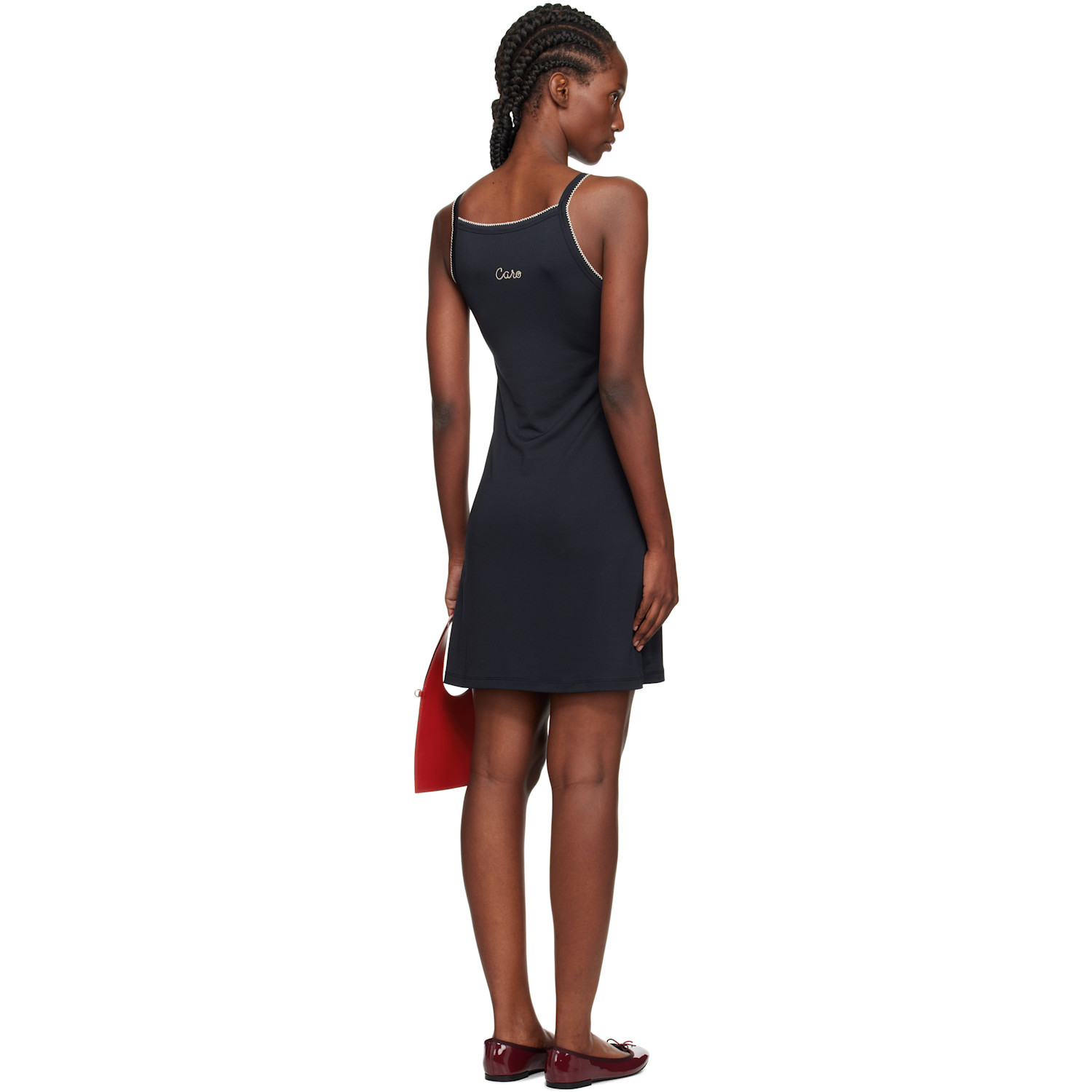  Caro Editions Black Jersey Slip Minidress 