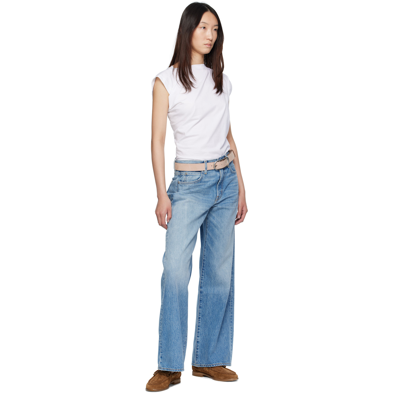  Rag & Bone Beige Rounded Rebound Suede Belt 
