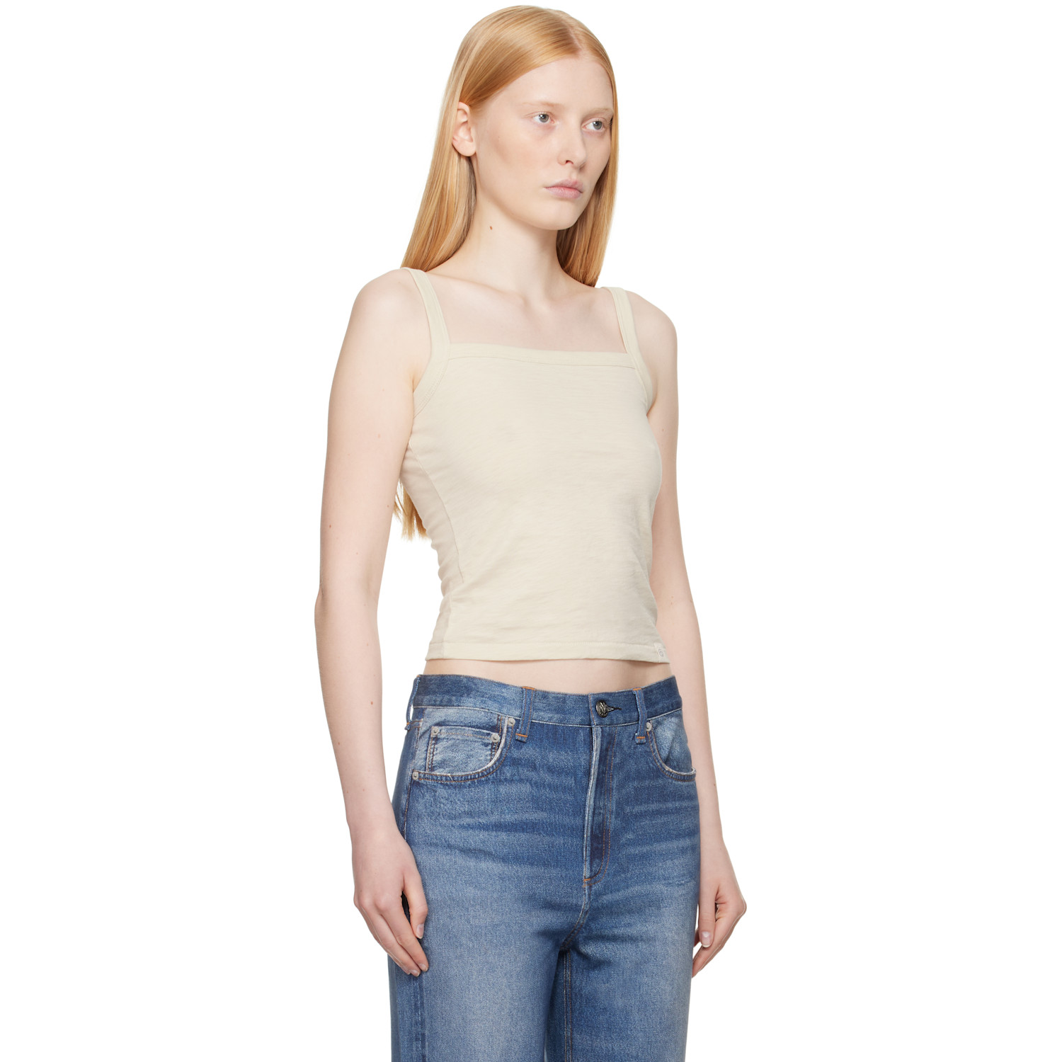 Rag & Bone Off-white 'the Slub Square Neck' Tank Top 