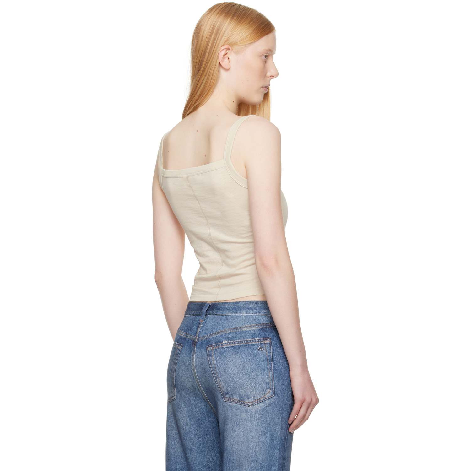  Rag & Bone Off-white 'the Slub Square Neck' Tank Top 