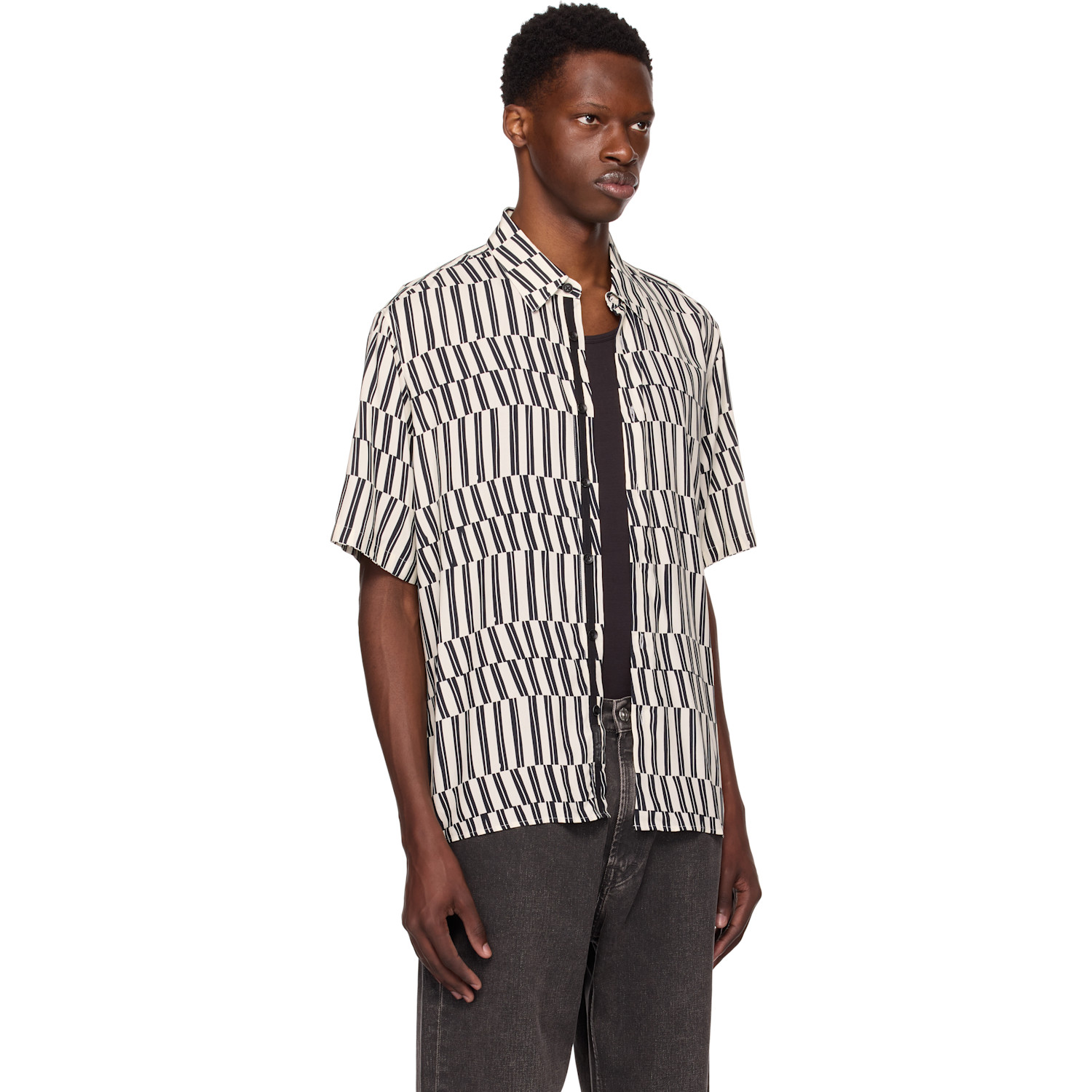  Rag & Bone White & Navy Dalton Printed Shirt 