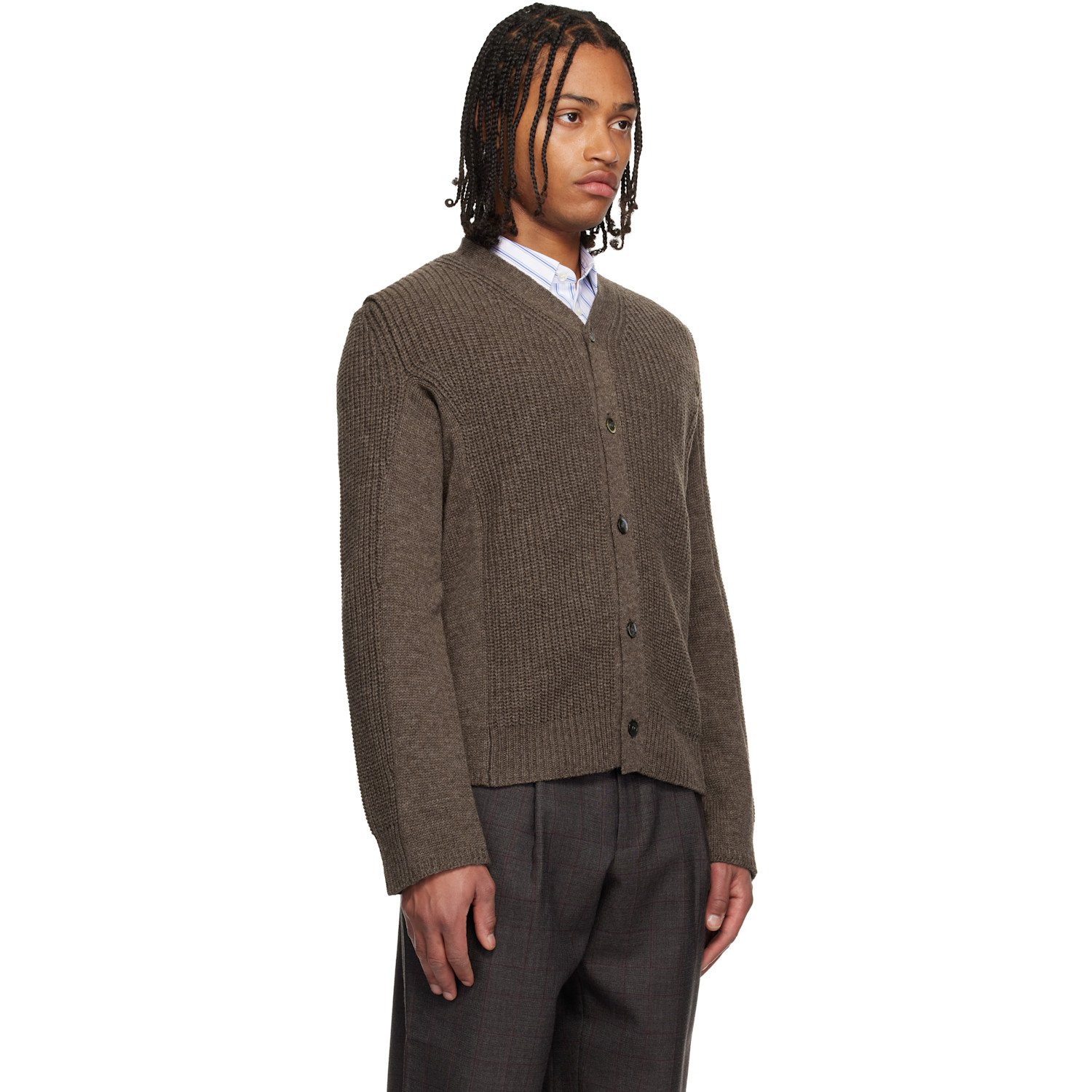  Comme Des Garçons Homme Deux Brown Wool Cardigan 