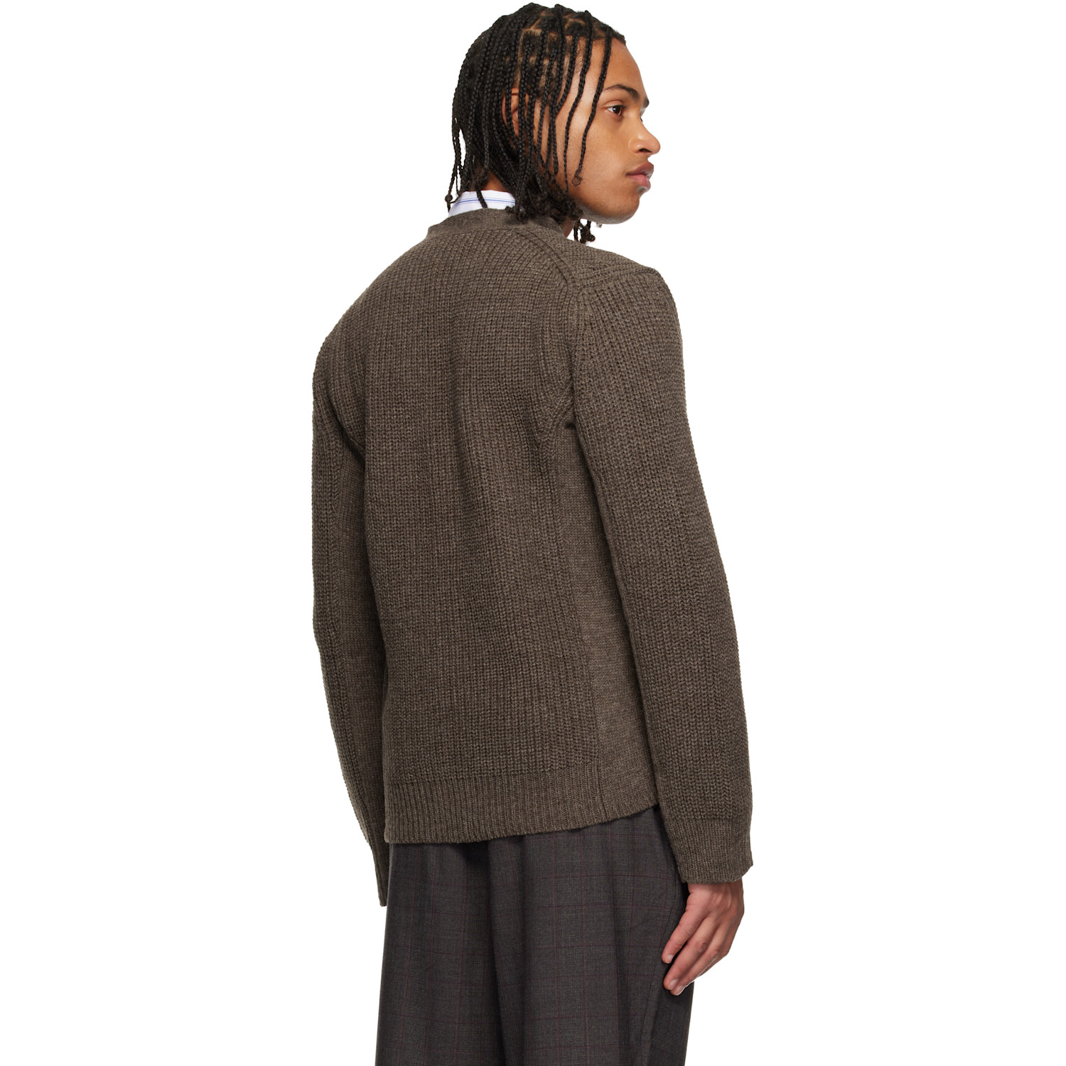  Comme Des Garçons Homme Deux Brown Wool Cardigan 
