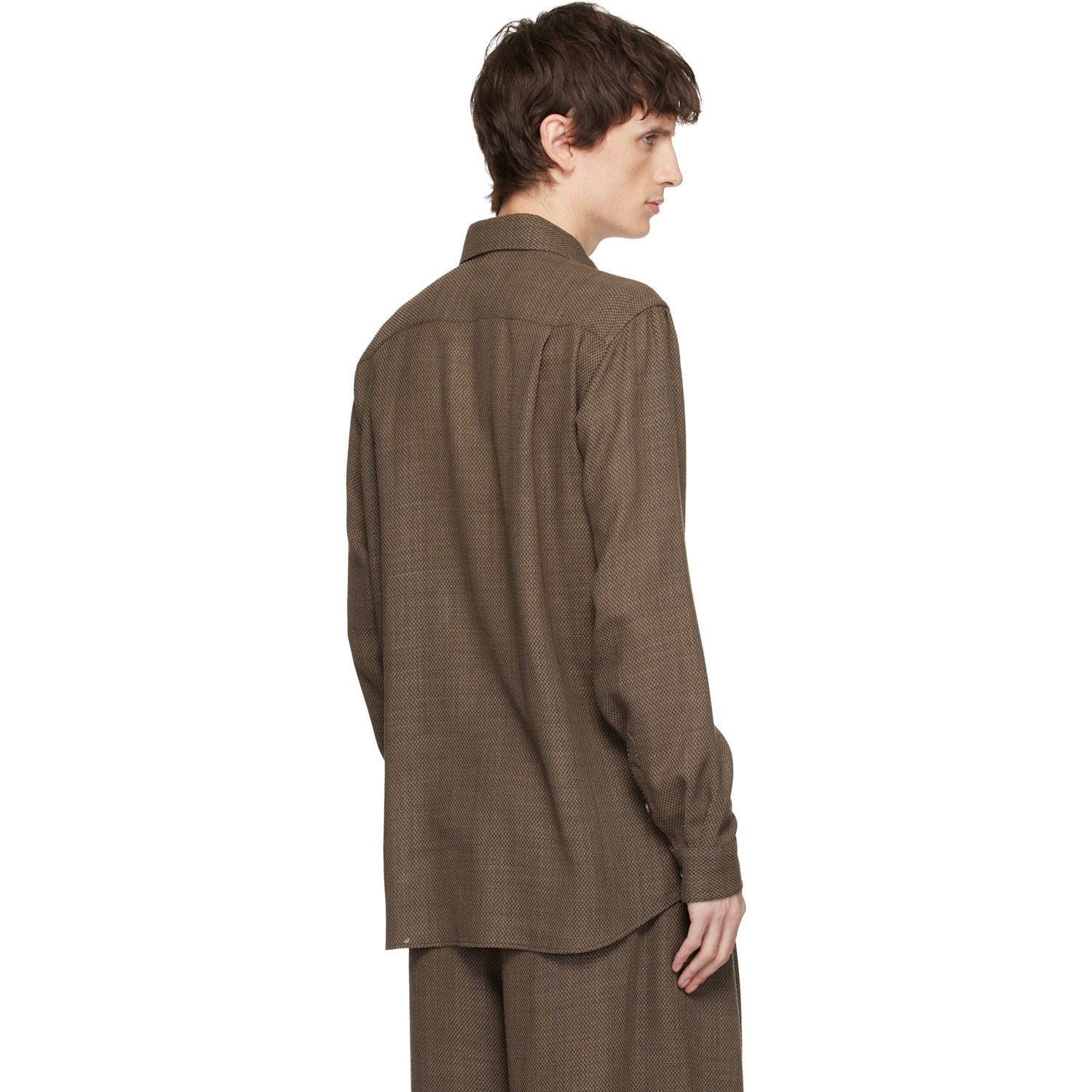  Soshiotsuki Brown Manica Camicia Dress Shirt 