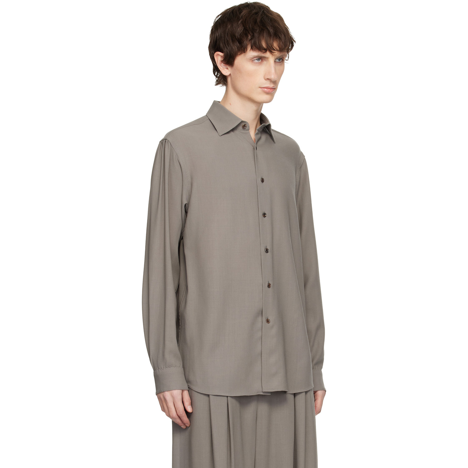  Soshiotsuki Gray Manica Camicia Dress Shirt 