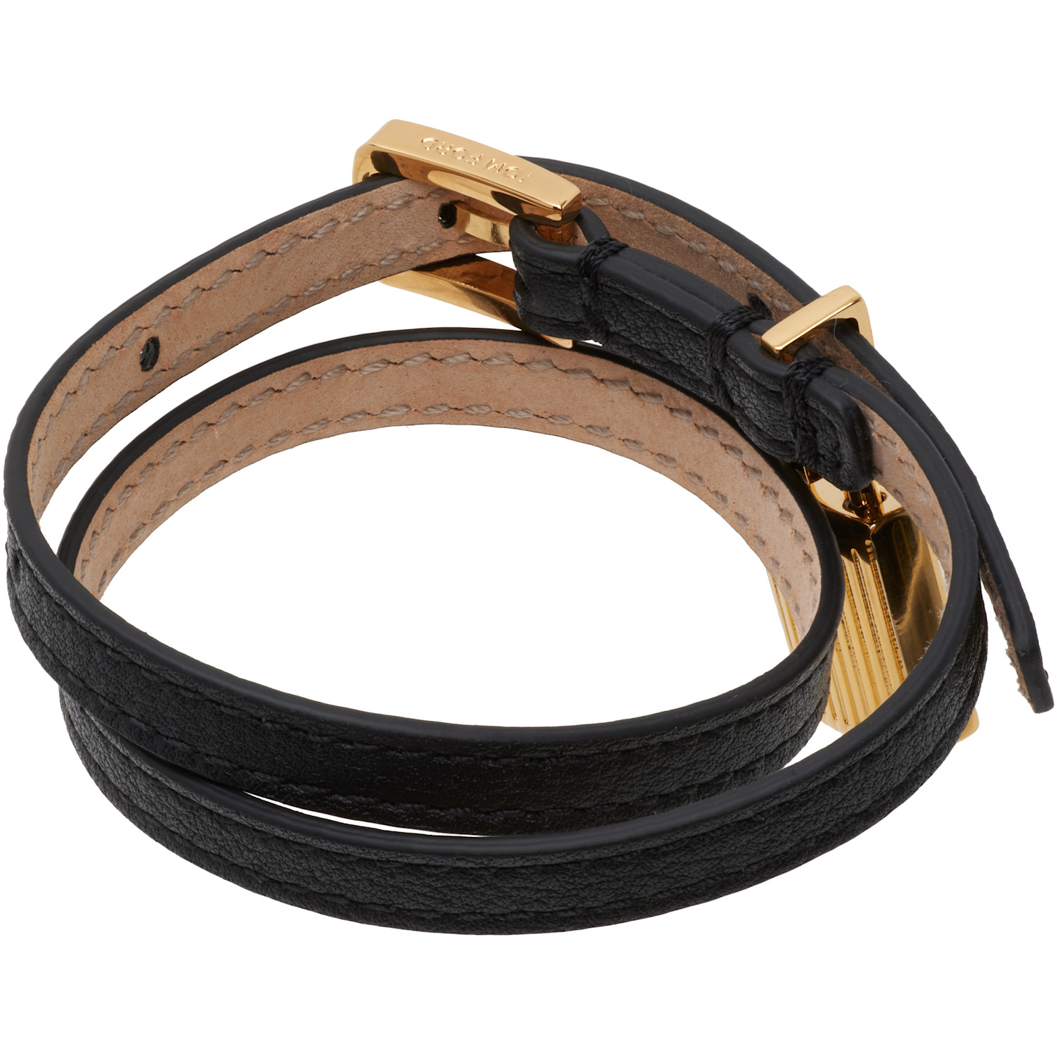  Tom Ford Black Grain Leather Bracelet 