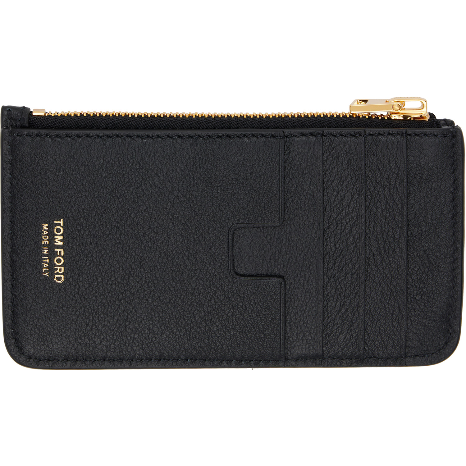  Tom Ford Black Grain Leather Padlock Zipped Card Holder 