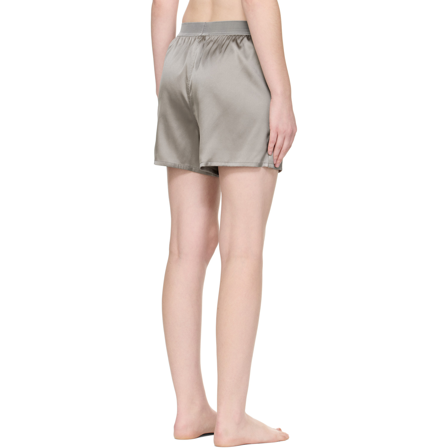  Tom Ford Gray Stretch Silk Satin Boxer Shorts 