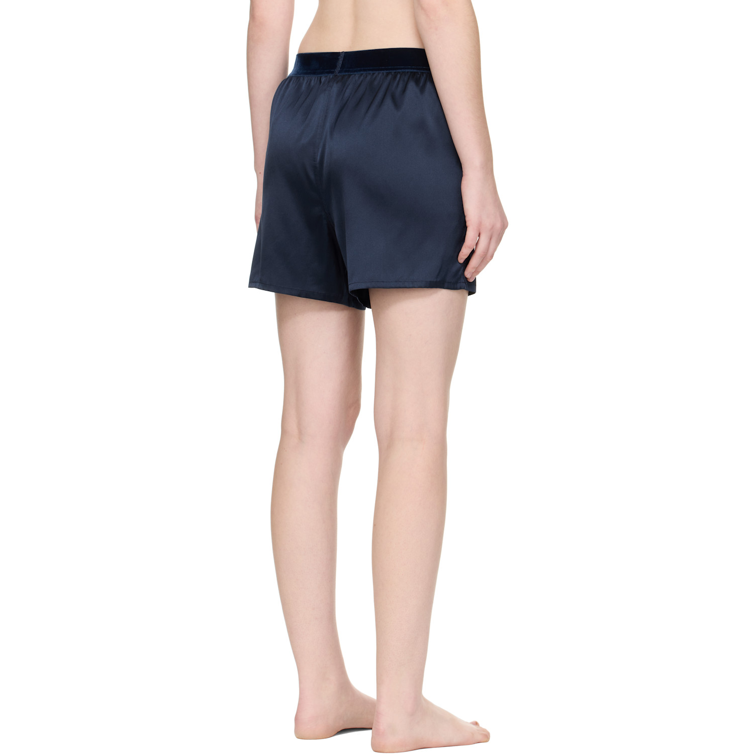  Tom Ford Navy Stretch Silk Satin Boxer Shorts 