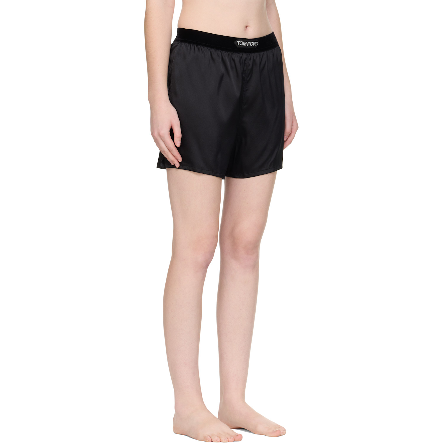  Tom Ford Black Stretch Silk Satin Boxer Shorts 