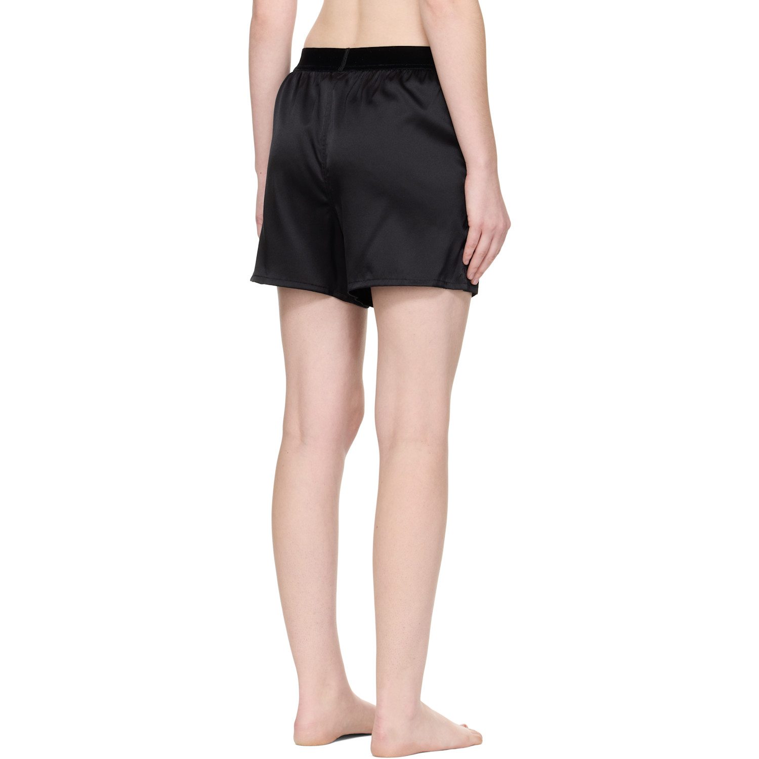  Tom Ford Black Stretch Silk Satin Boxer Shorts 