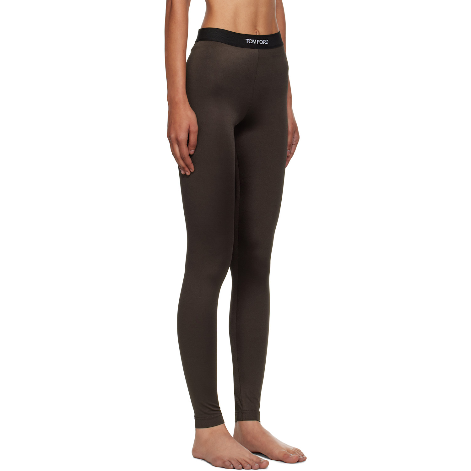  Tom Ford Brown Lustrous Jersey Signature Leggings 
