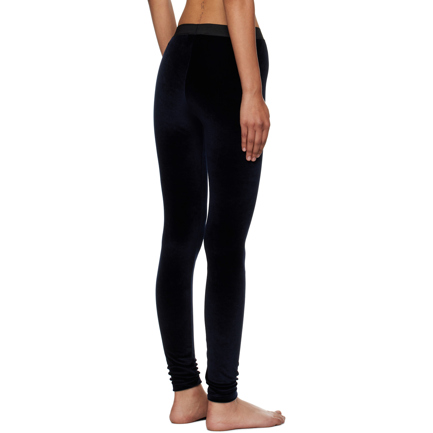  Tom Ford Navy Lustrous Velour Signature Leggings 