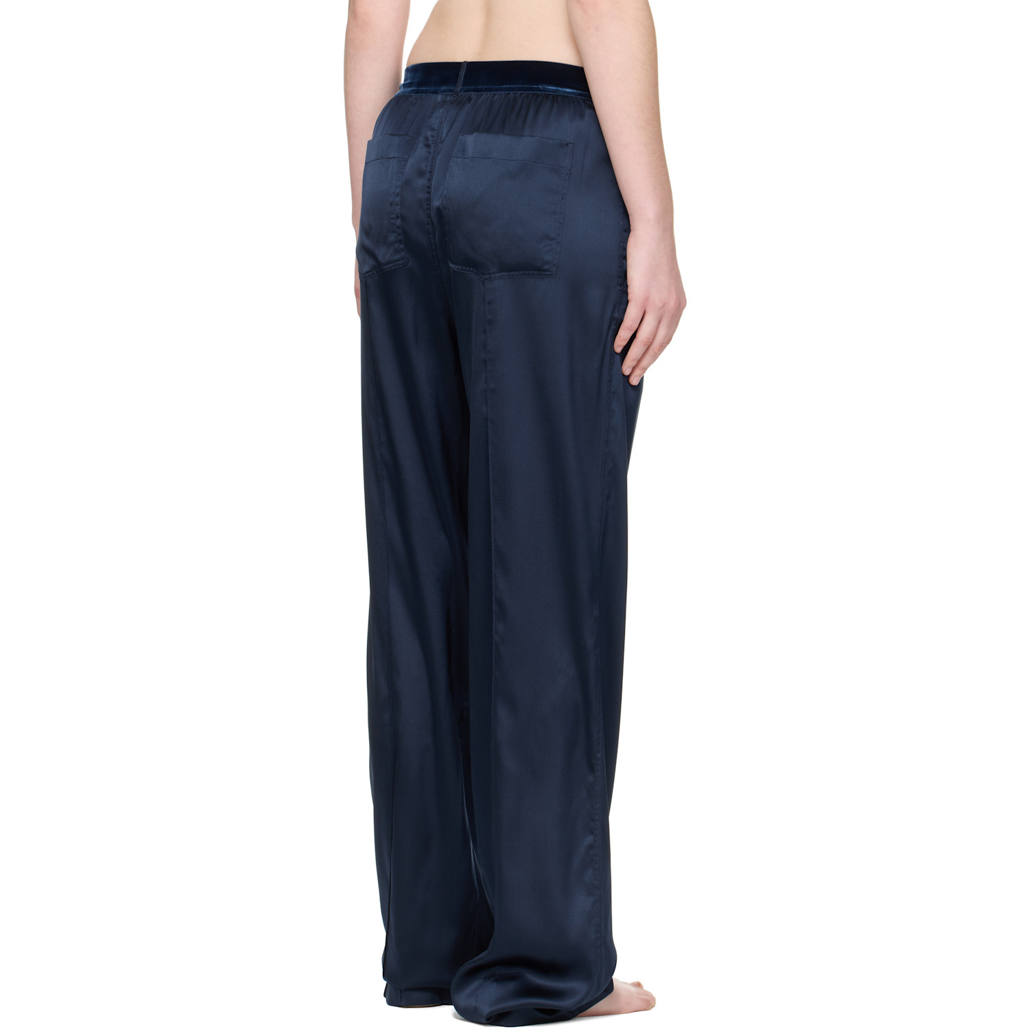  Tom Ford Navy Stretch Silk Satin Lounge Pants 