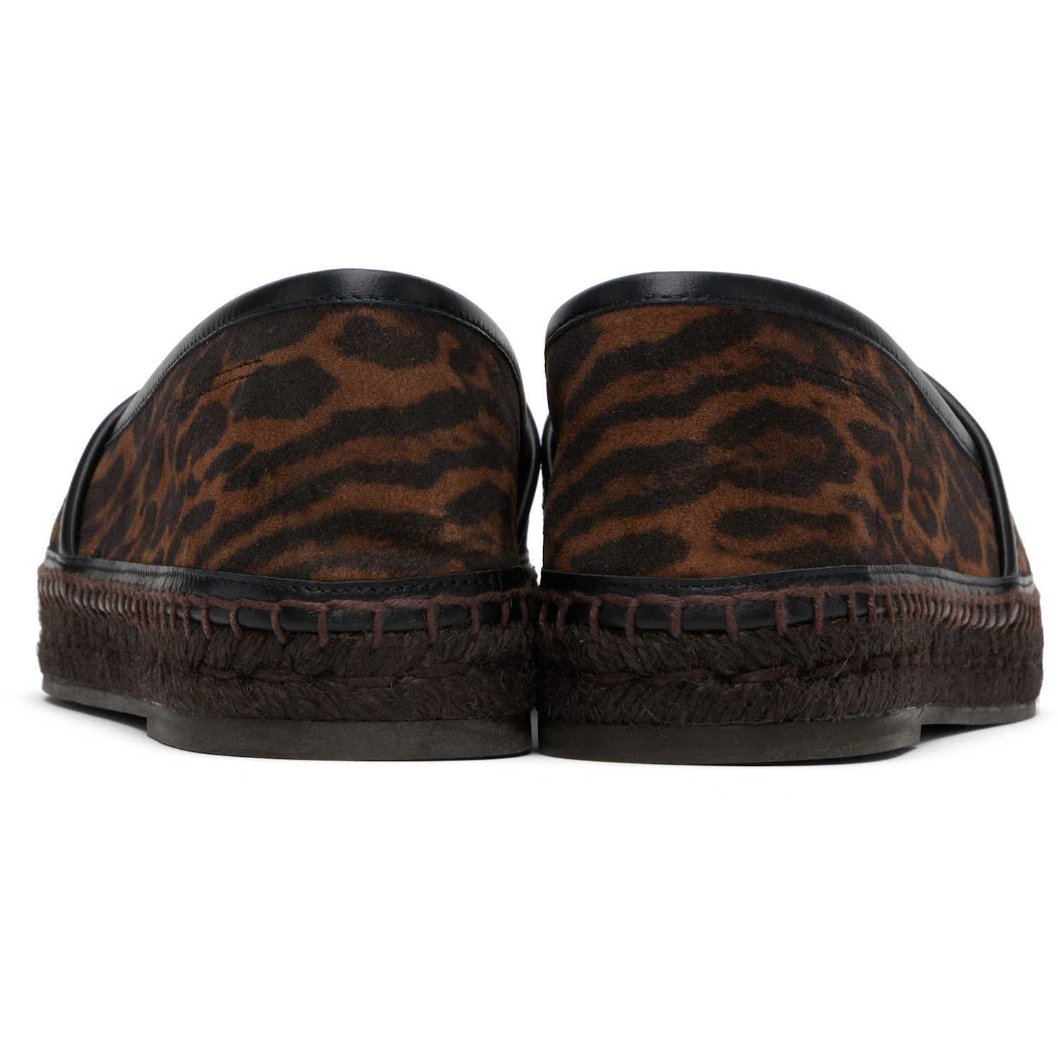  Tom Ford Brown Ocelot Print Suede Smooth Calf Espadrilles 