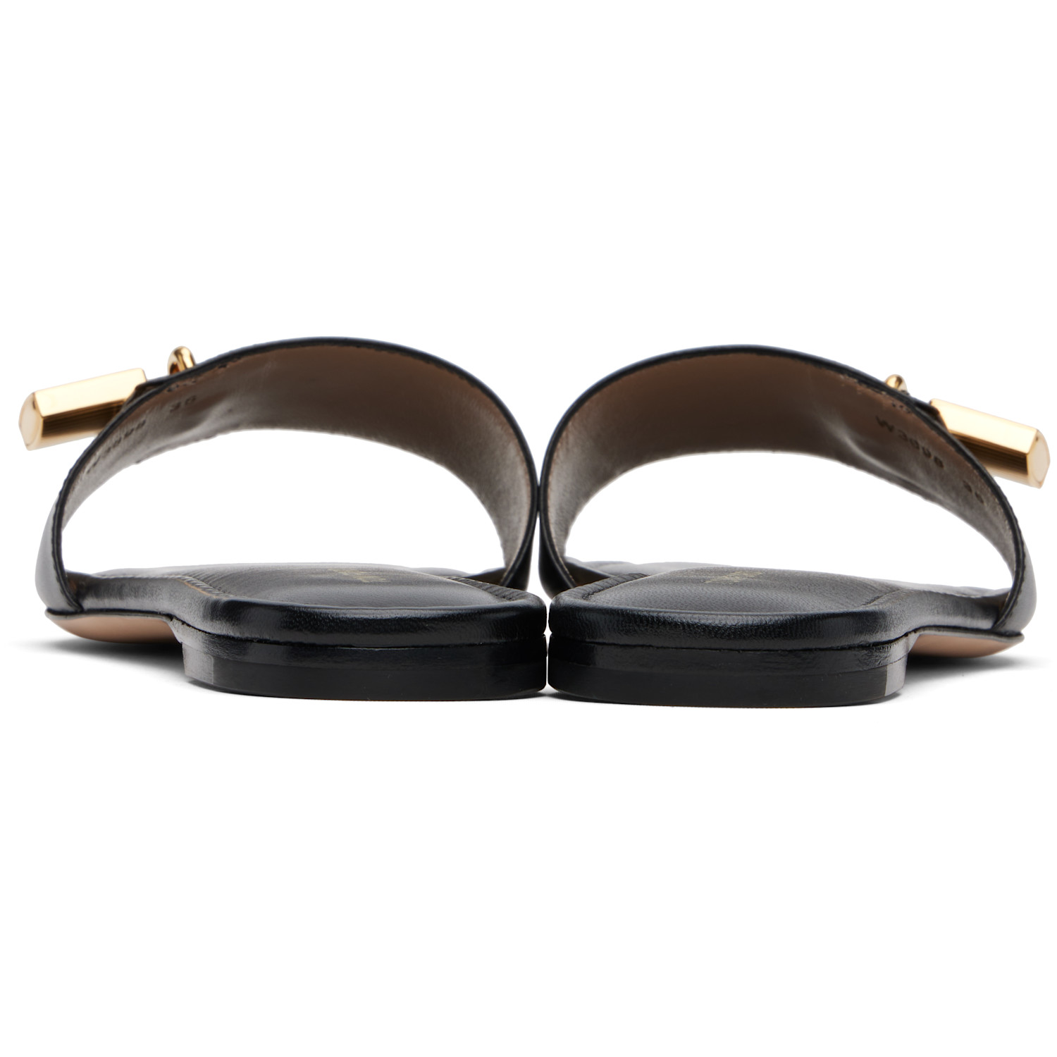  Tom Ford Black Leather Padlock Slides 