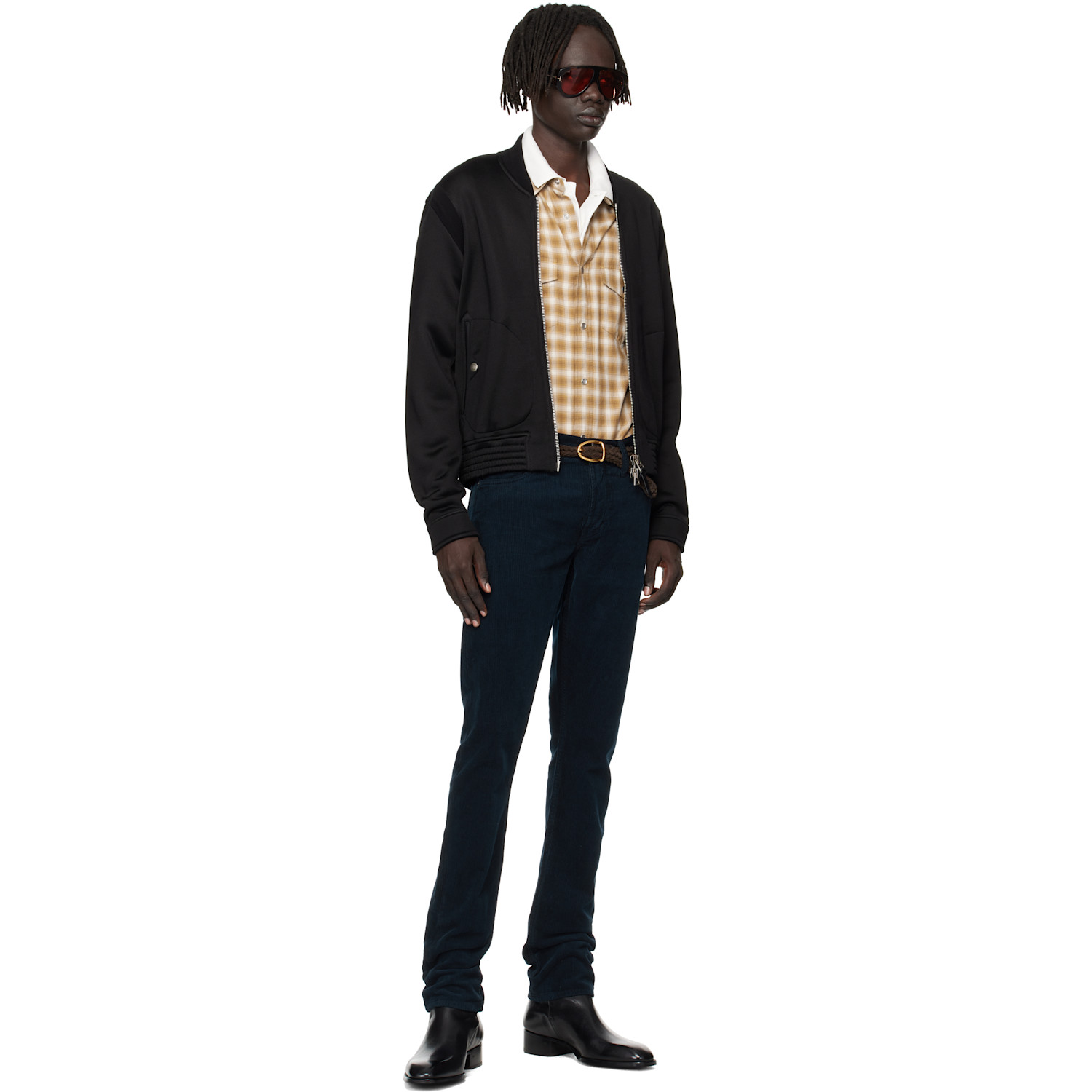  Tom Ford Brown Woven Suede Angled Buckle Belt 