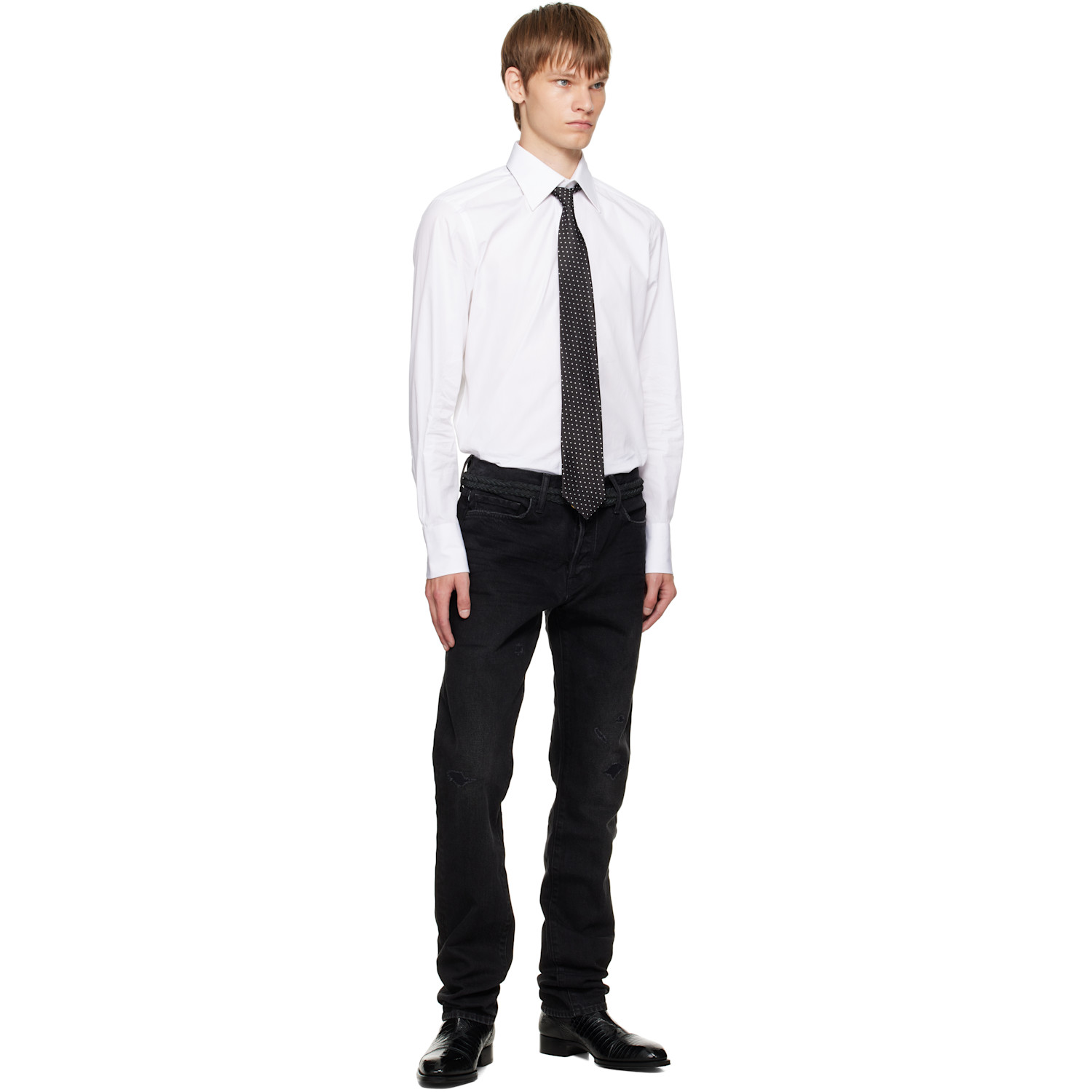  Tom Ford Black Micro Dot Weave Tie 