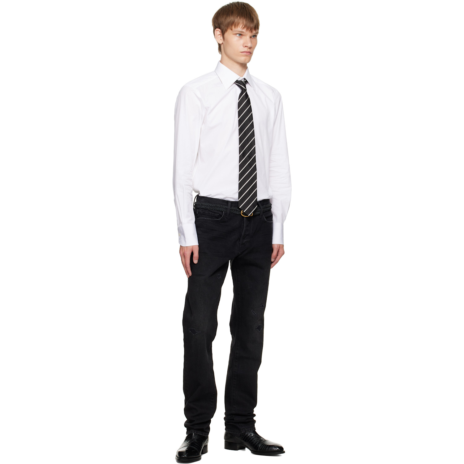  Tom Ford Black Alternate Weave Regimental Tie 