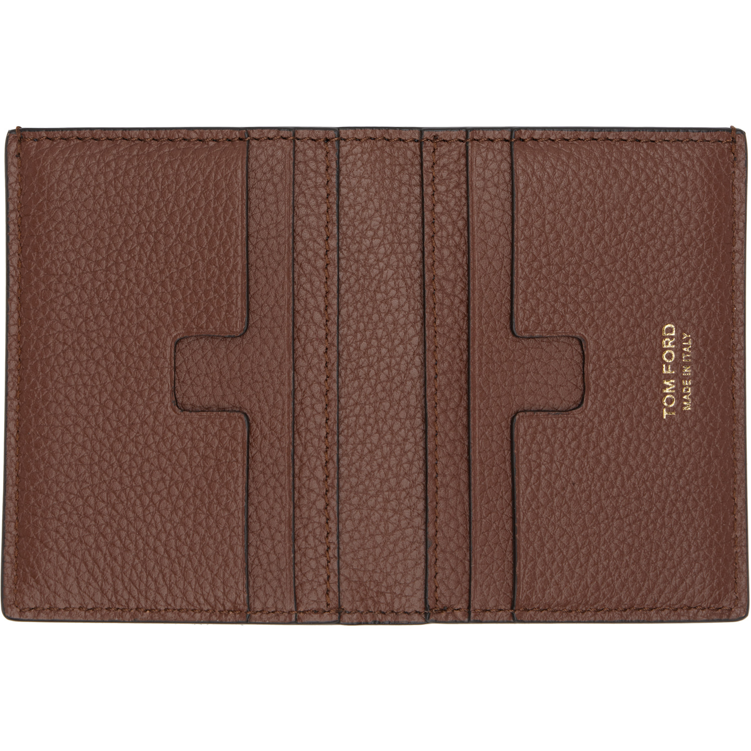  Tom Ford Tan Grain Leather Folding Card Holder 