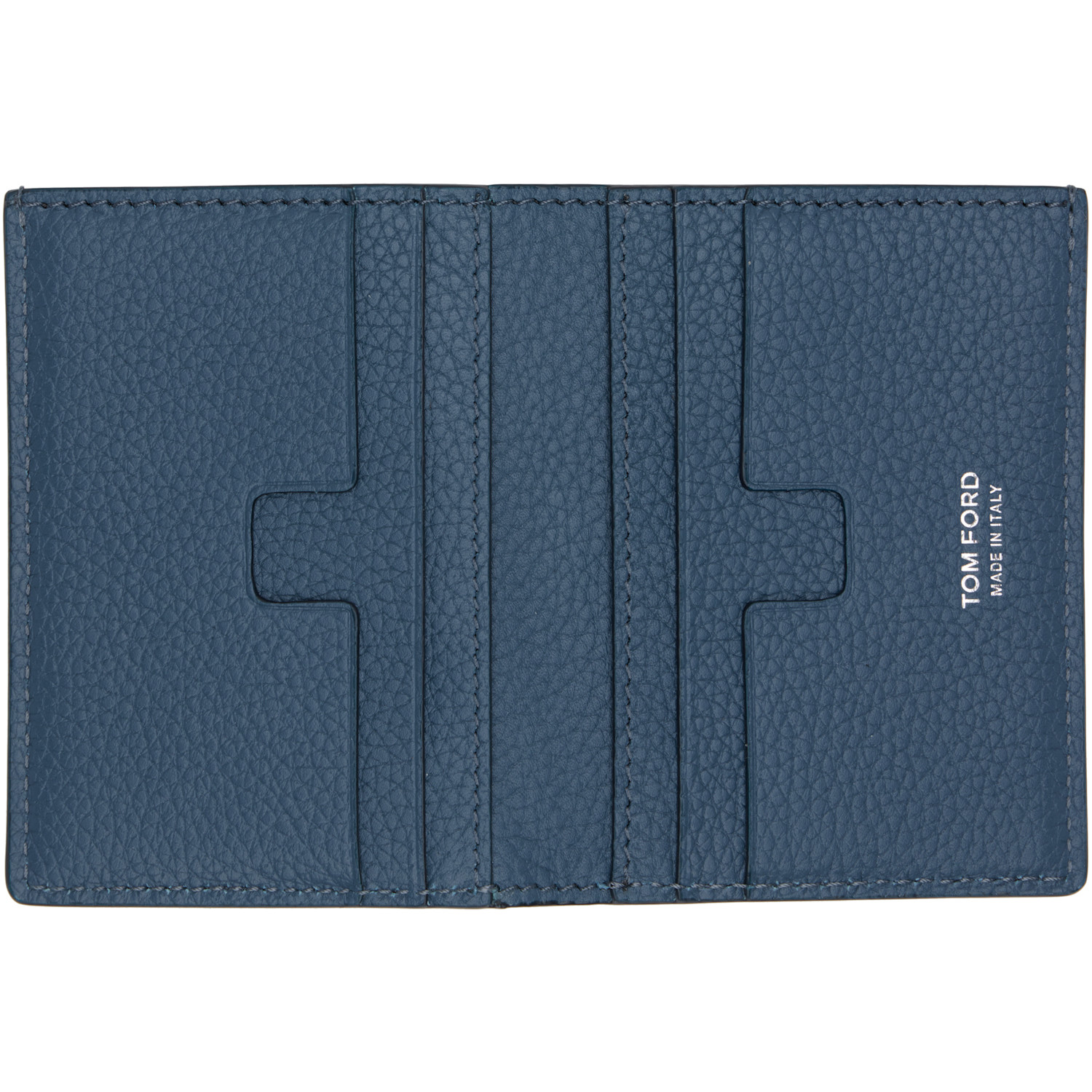  Tom Ford Blue Grain Leather Folding Card Holder 