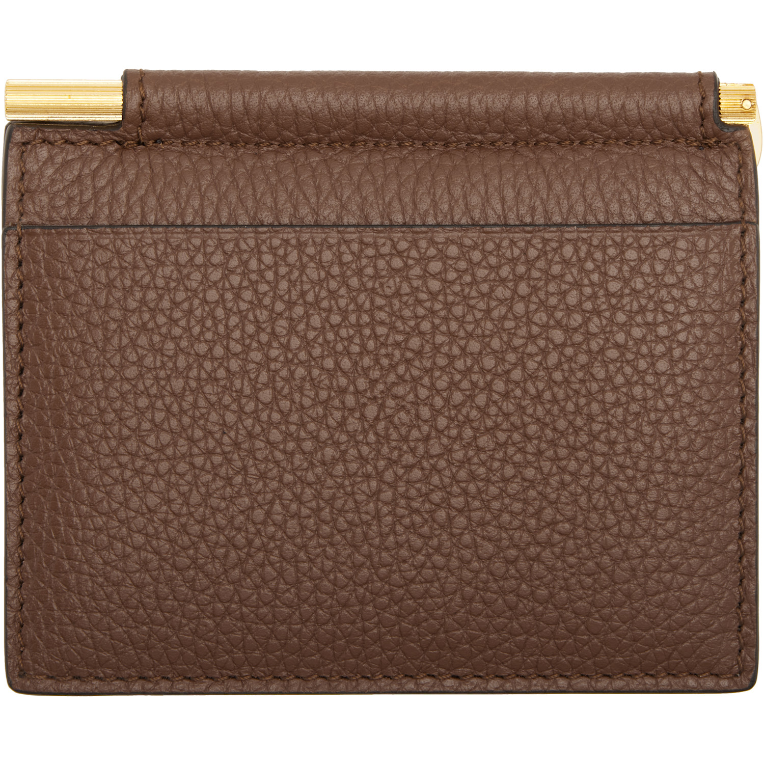  Tom Ford Brown Soft Grain Leather Bifold Money Clip Card Holder 