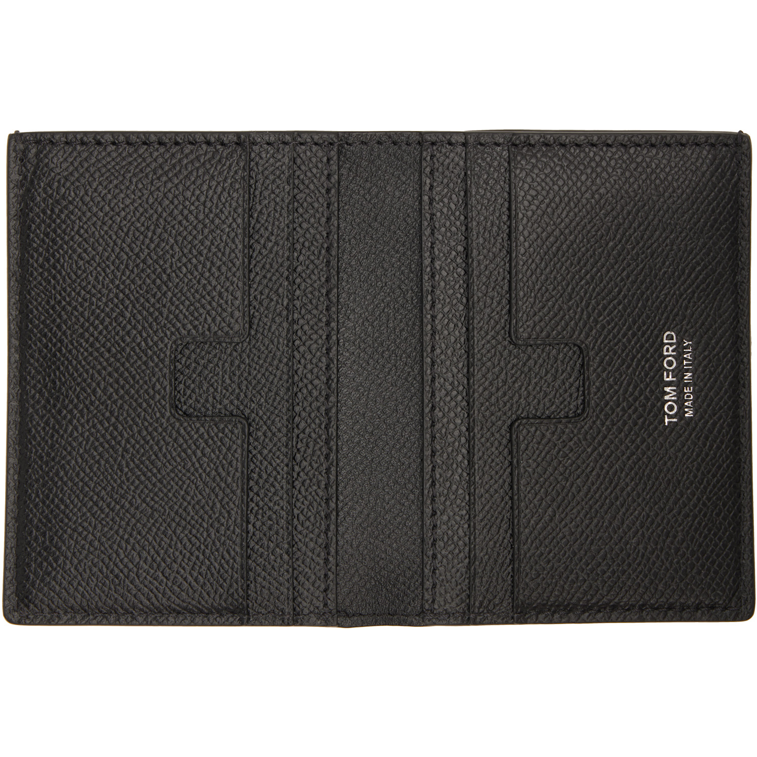  Tom Ford Black Small Grain T Line Bifold Card Holder 