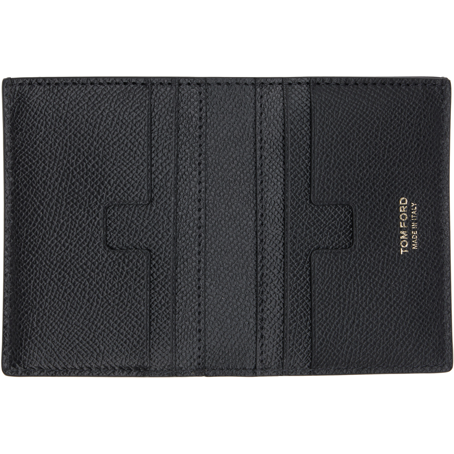  Tom Ford Black Small Grain Leather Folding Card Holder 