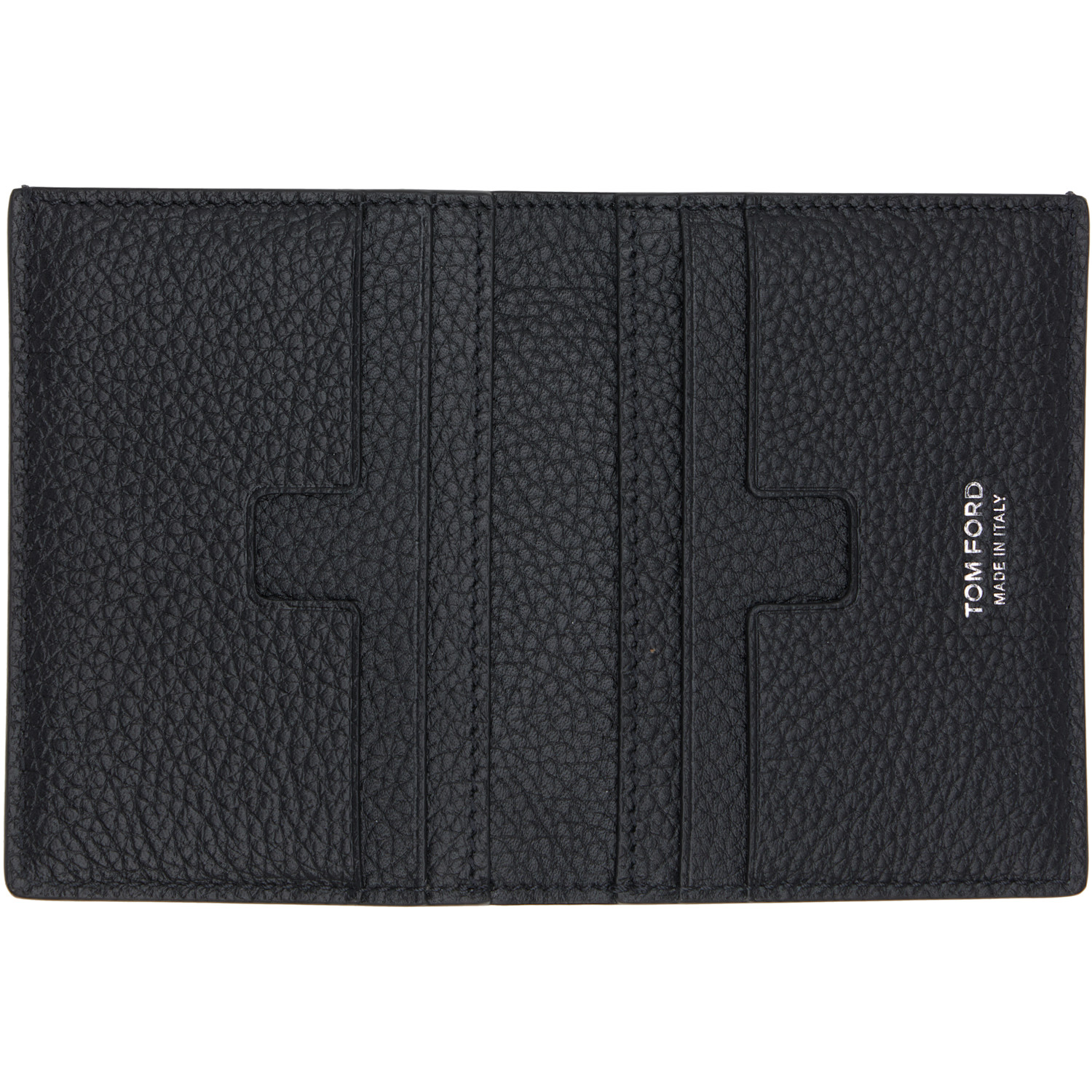  Tom Ford Black Grain Leather Folding Card Holder 