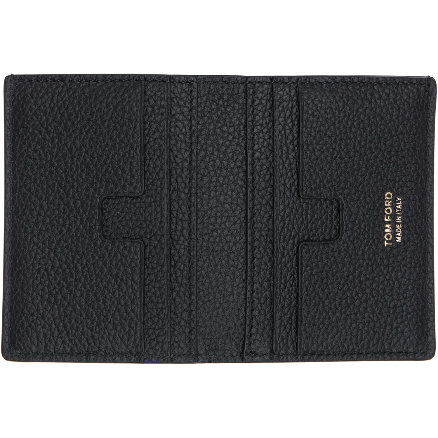  Tom Ford Black Grain Leather Folding Card Holder 