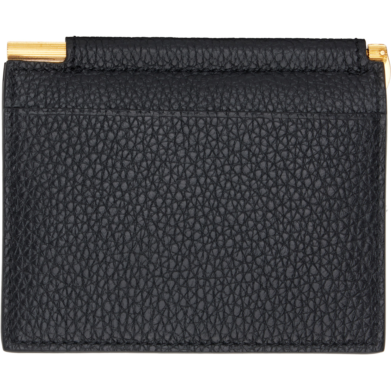  Tom Ford Black Soft Grain Leather Folding Money Clip Card Holder 