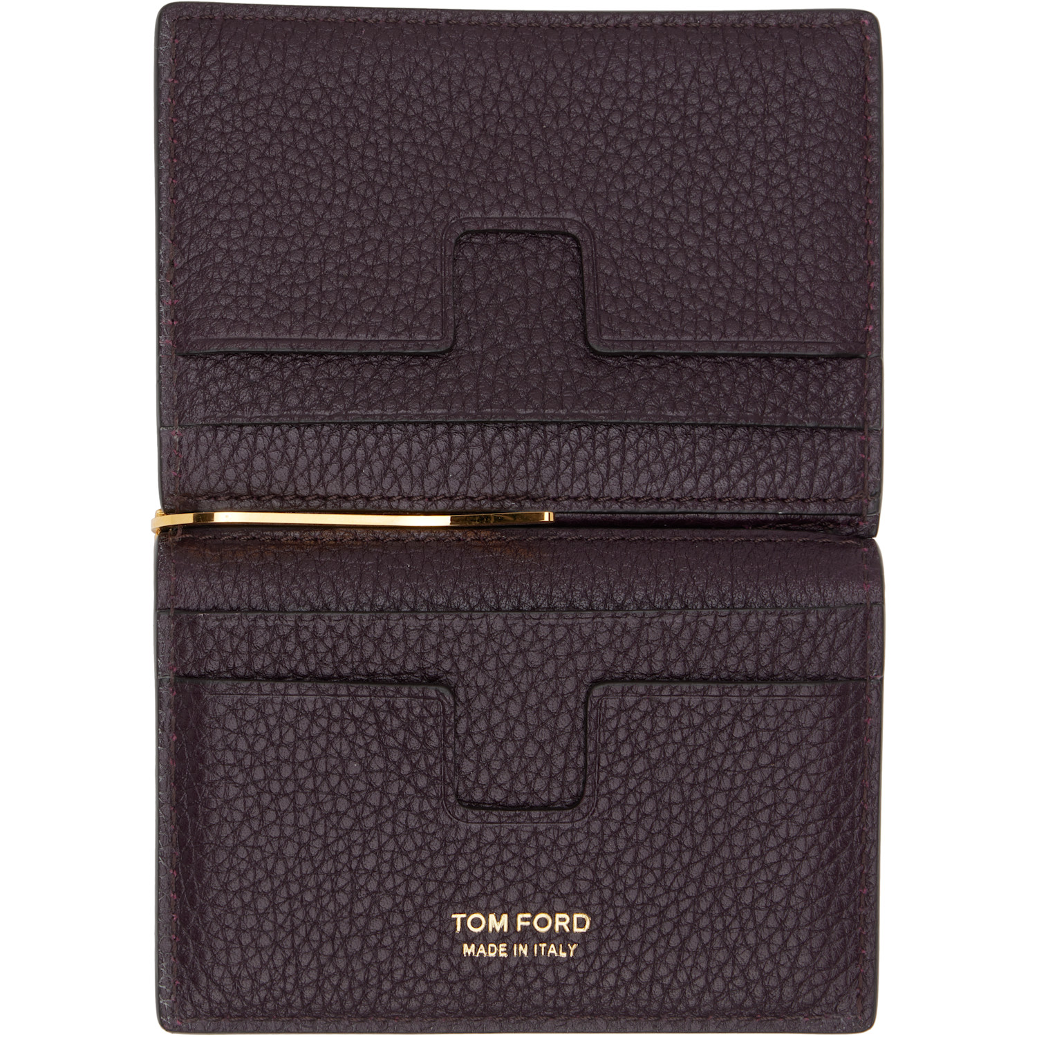  Tom Ford Burgundy Soft Grain Leather Folding Money Clip Card Holder 