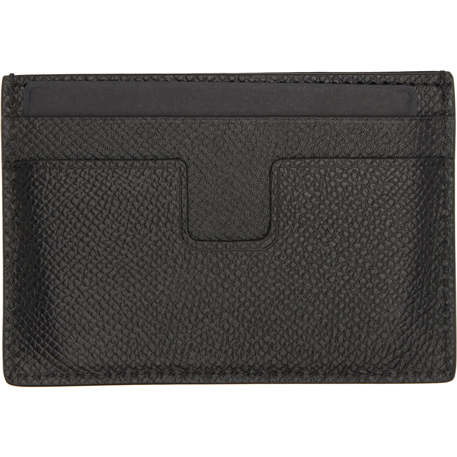  Tom Ford Black Small Grain Leather Classic Card Holder 