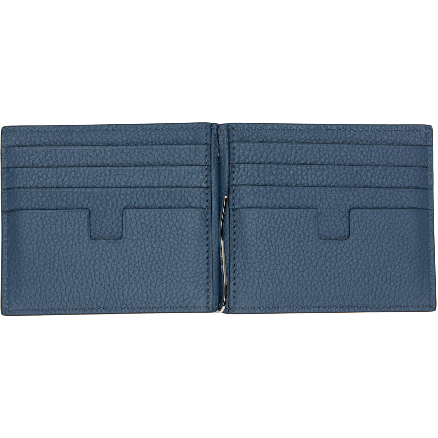  Tom Ford Blue Grain Leather Money Clip Wallet 