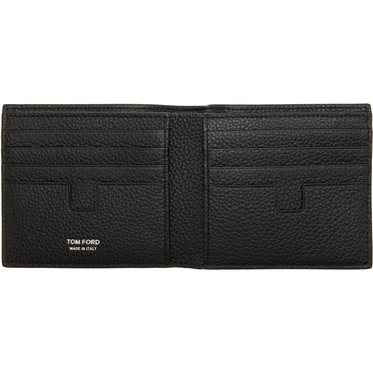  Tom Ford Black Soft Grain Leather T Line Classic Bifold Wallet 