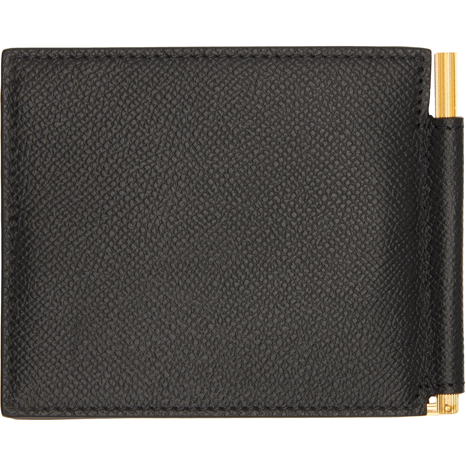  Tom Ford Black Small Grain Leather T Line Money Clip Wallet 