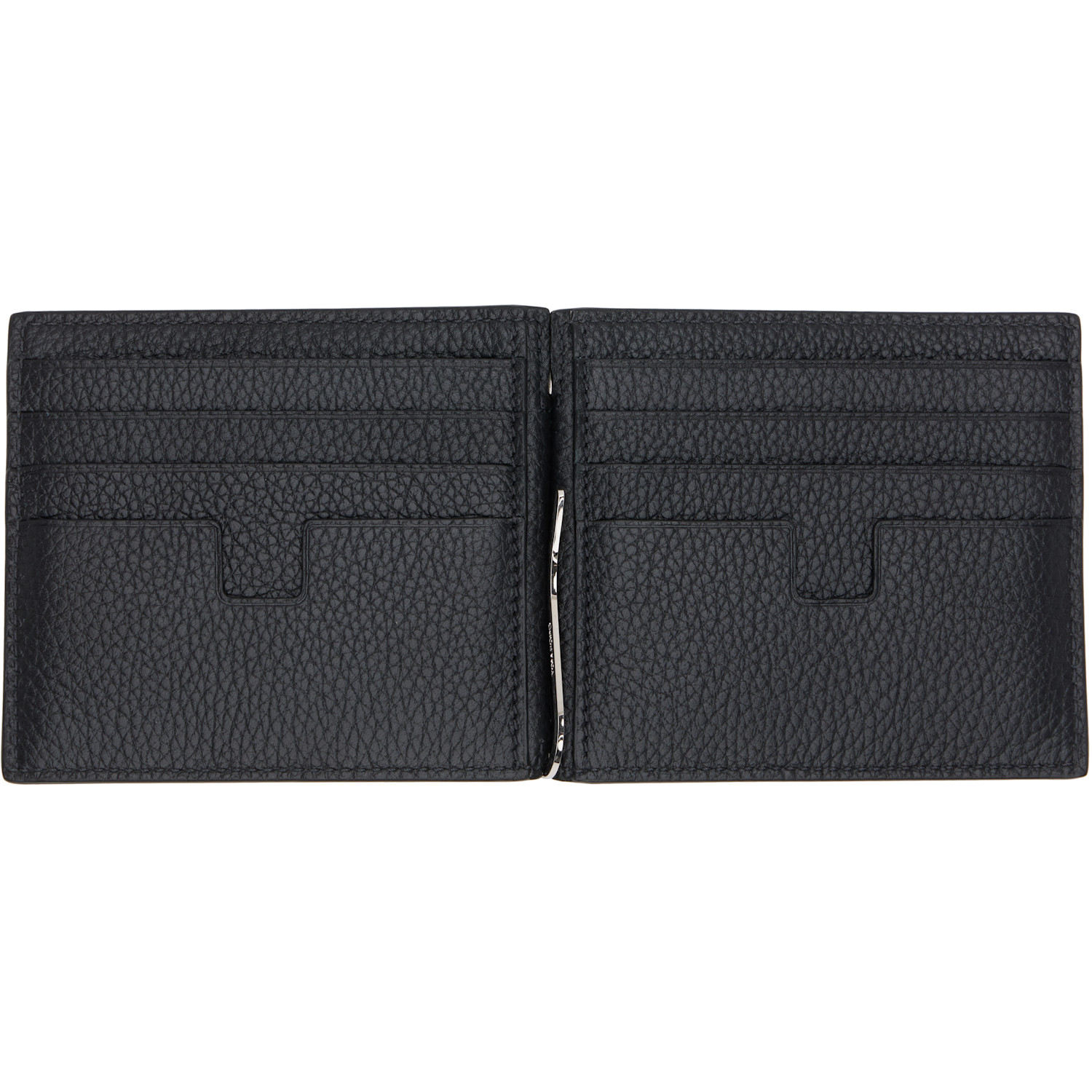  Tom Ford Black Grain Leather Money Clip Wallet 