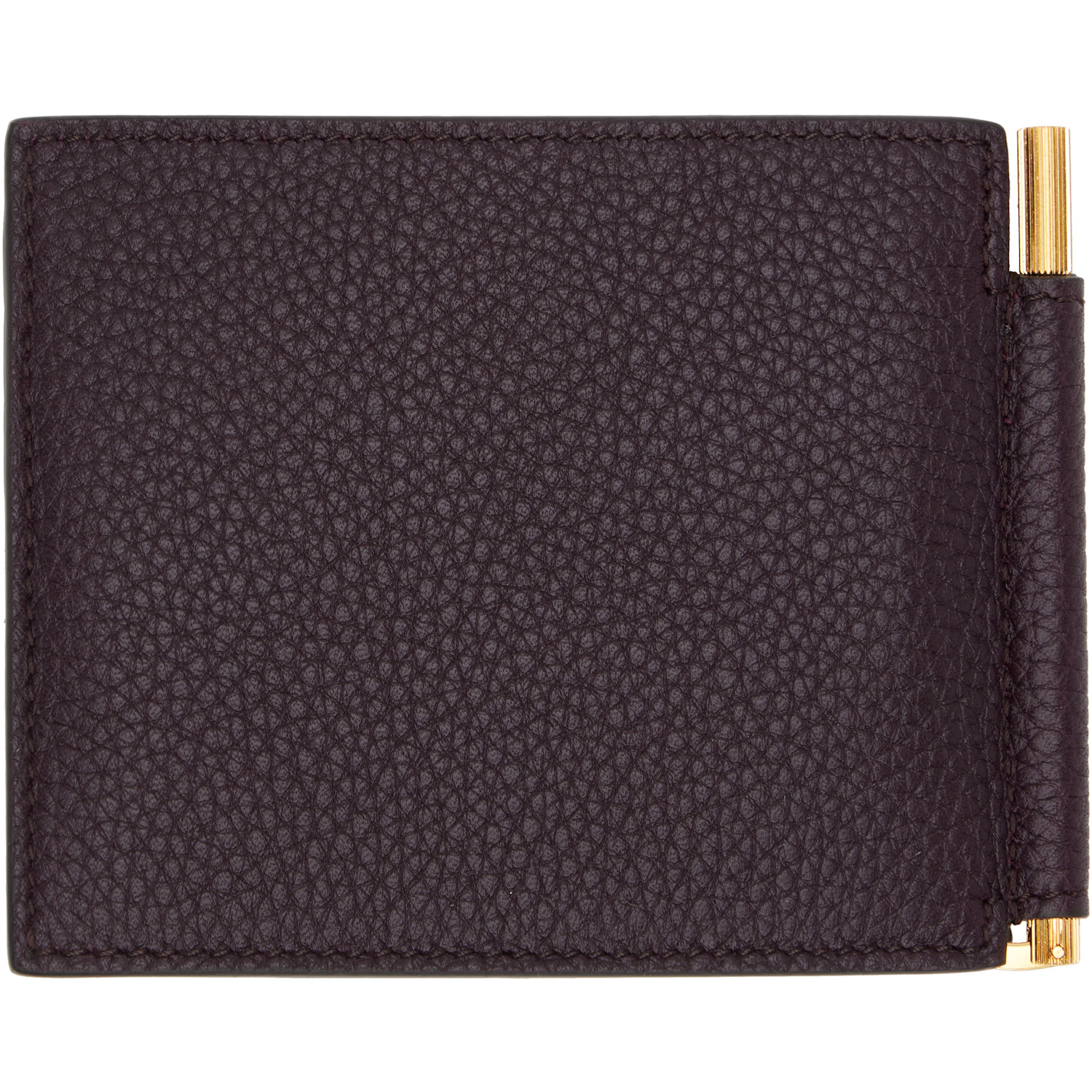  Tom Ford Burgundy Grain Leather Money Clip Wallet 