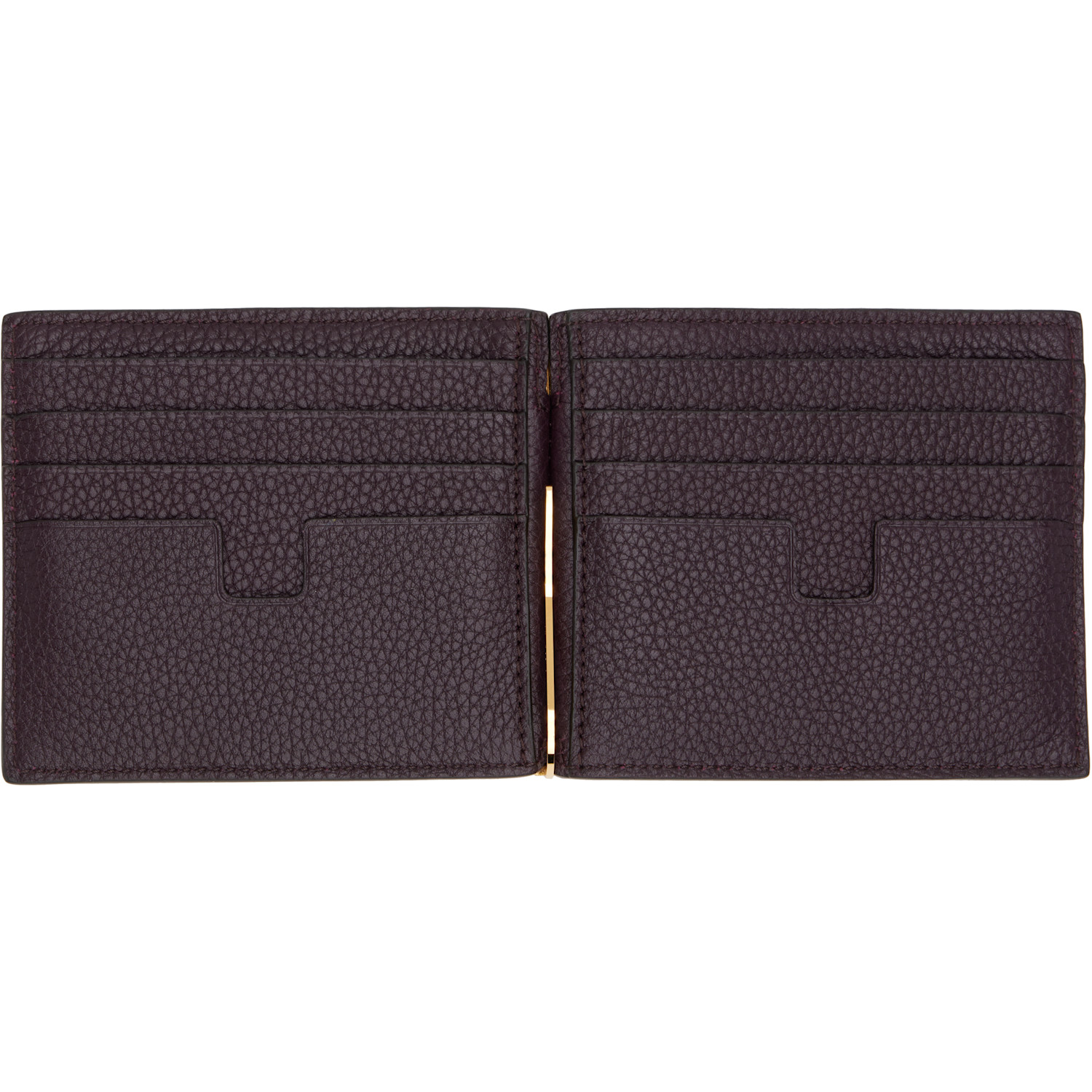  Tom Ford Burgundy Grain Leather Money Clip Wallet 