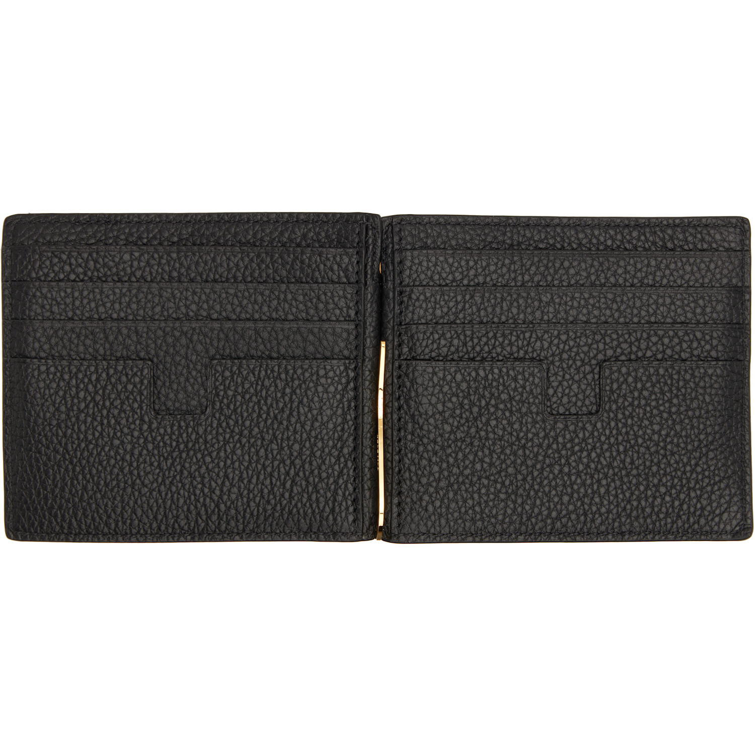  Tom Ford Black Soft Grain Leather T Line Money Clip Wallet 