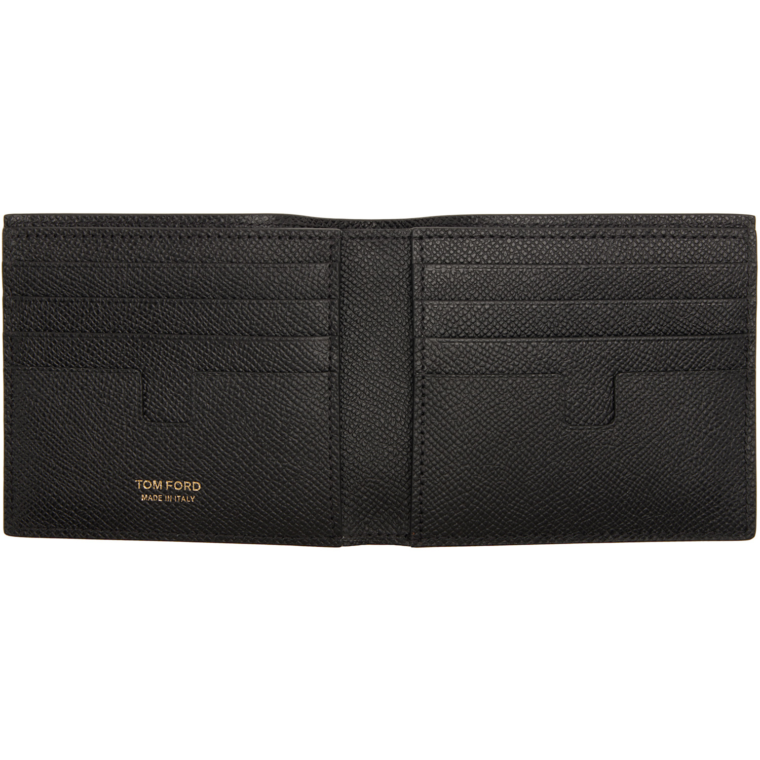  Tom Ford Black Small Grain Leather Bifold Wallet 