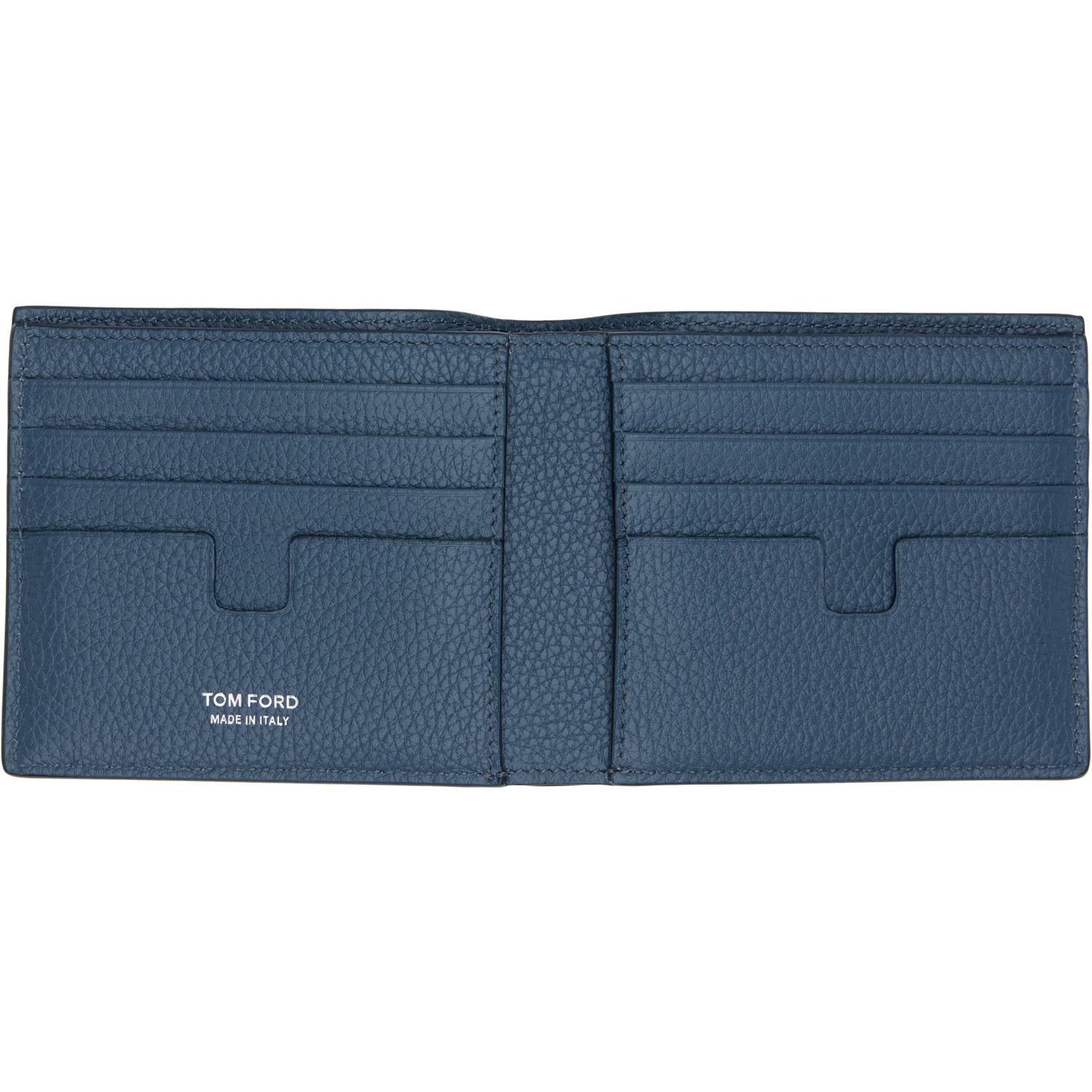  Tom Ford Blue Grain Leather Classic Bifold Wallet 