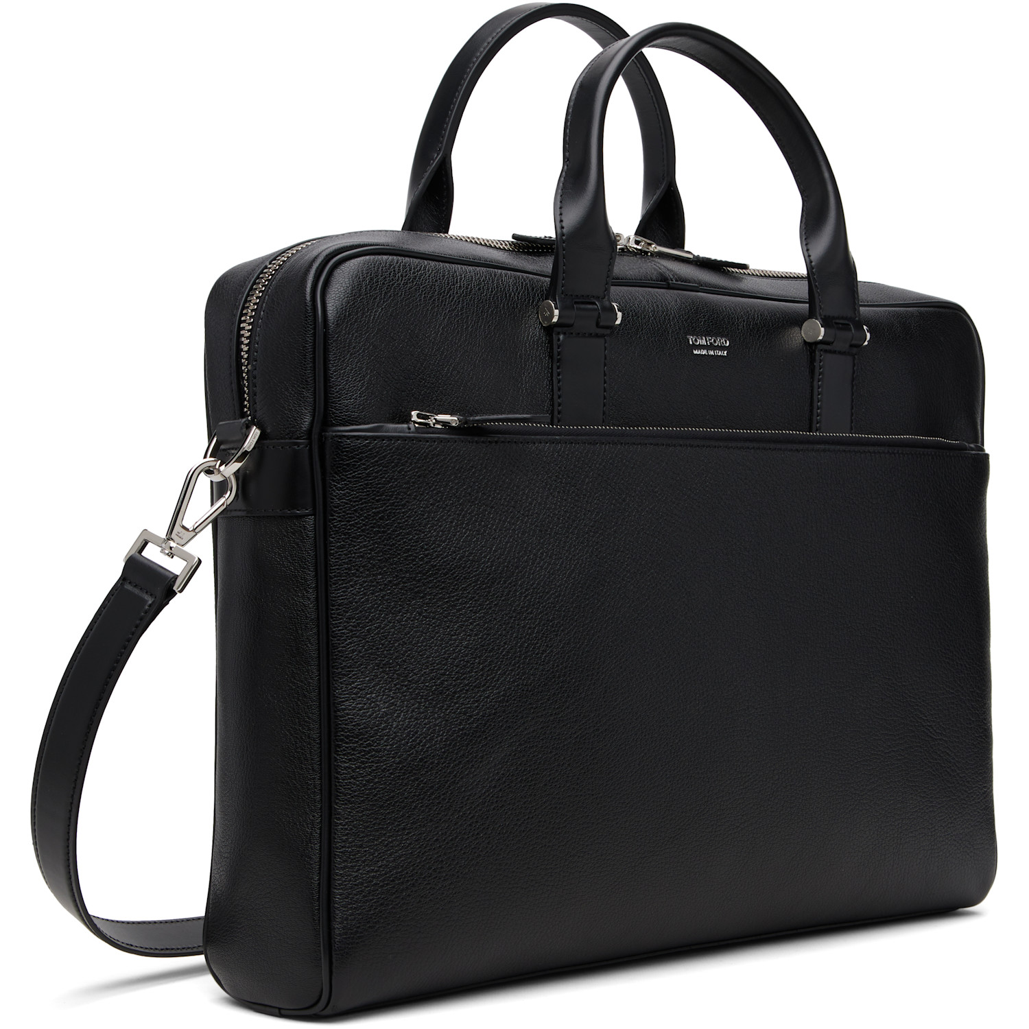  Tom Ford Black Grain Leather Slim Briefcase 